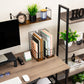 Mind Reader Vertical File Organizer with Wood Base and Black Metal Frame, Desktop Magazine Holder, Modern File Rack, Metal and Wood, Black