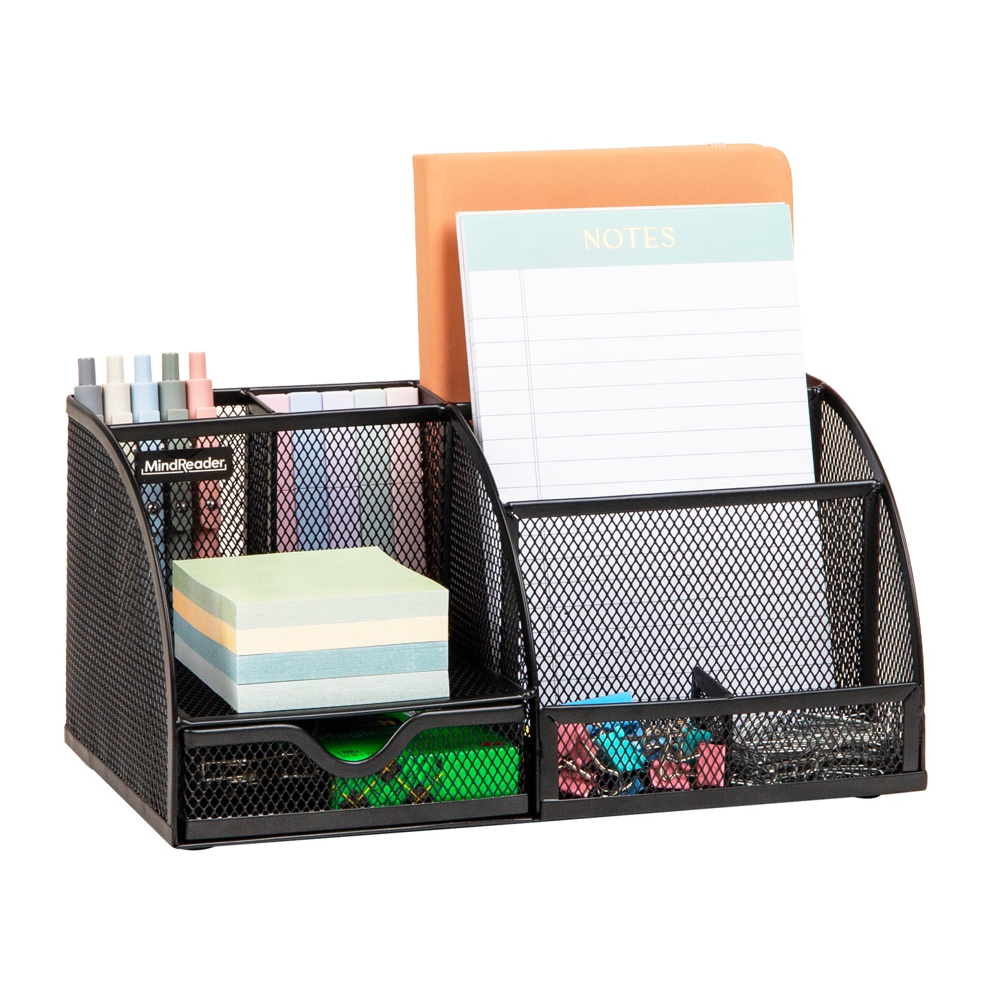 Mind Reader 7-Compartment Desktop Organizer, File & Accessory Storage, Metal Mesh Office Organizer for Desk, Workspace, Mail