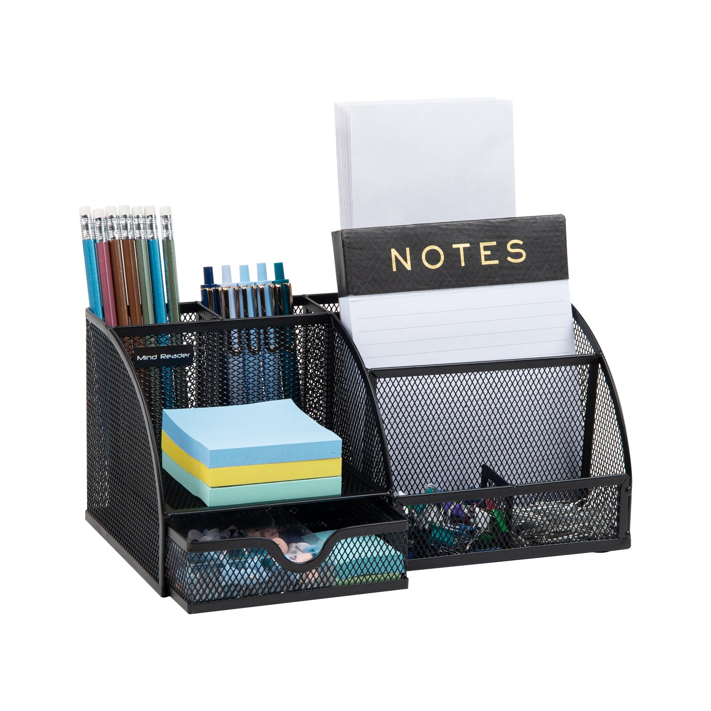 Mind Reader 7-Compartment Desktop Organizer, File & Accessory Storage, Metal Mesh Office Organizer for Desk, Workspace, Mail