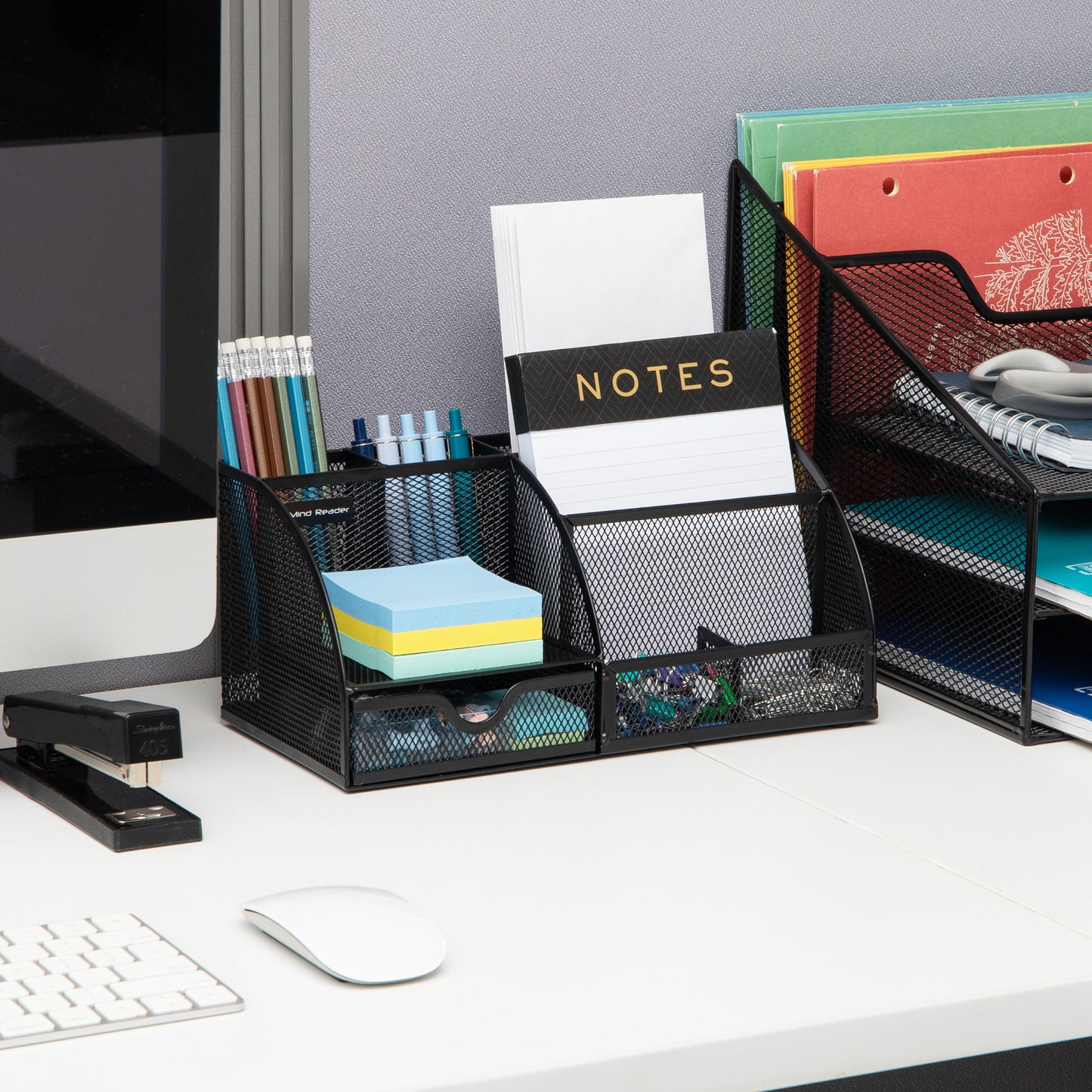 Mind Reader 7-Compartment Desktop Organizer, File & Accessory Storage, Metal Mesh Office Organizer for Desk, Workspace, Mail