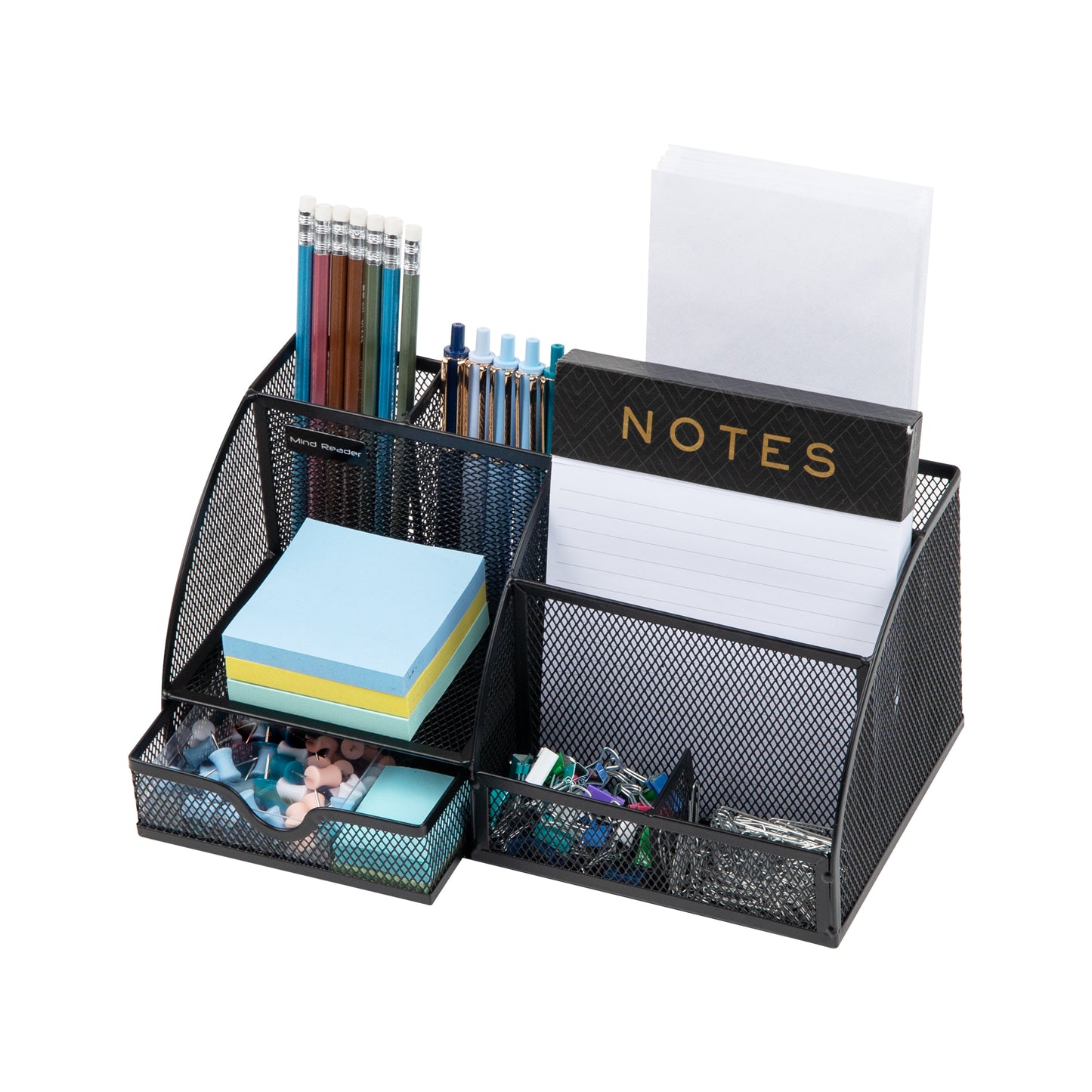 Mind Reader 7-Compartment Desktop Organizer, File & Accessory Storage, Metal Mesh Office Organizer for Desk, Workspace, Mail
