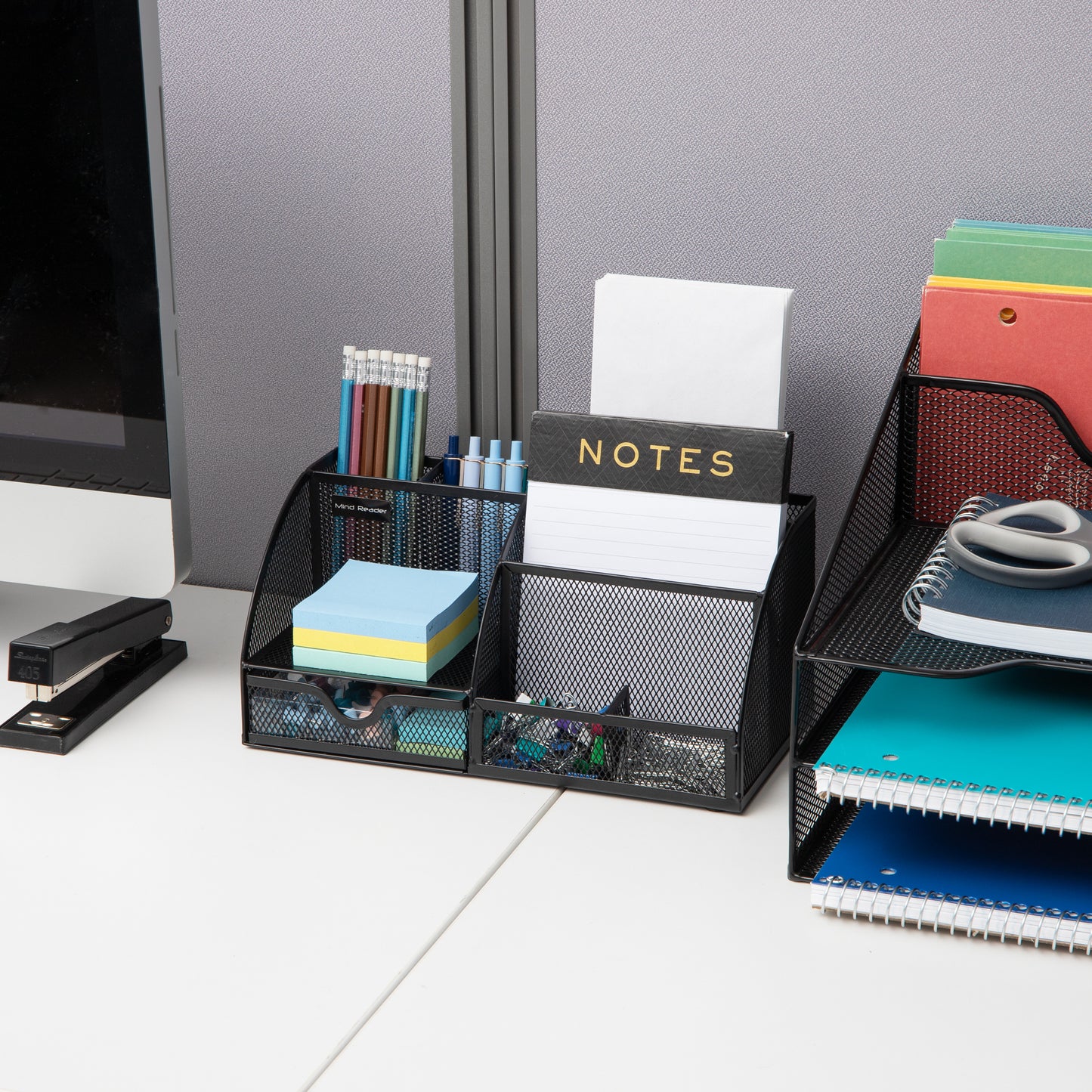Mind Reader 7-Compartment Desktop Organizer, File & Accessory Storage, Metal Mesh Office Organizer for Desk, Workspace, Mail