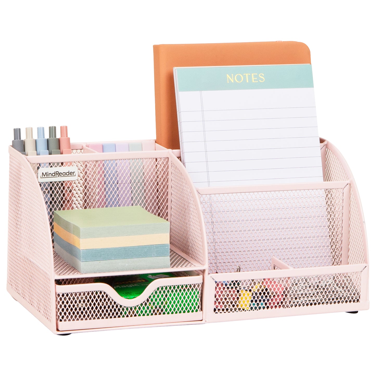 Mind Reader 7-Compartment Desktop Organizer, File & Accessory Storage, Metal Mesh Office Organizer for Desk, Workspace, Mail