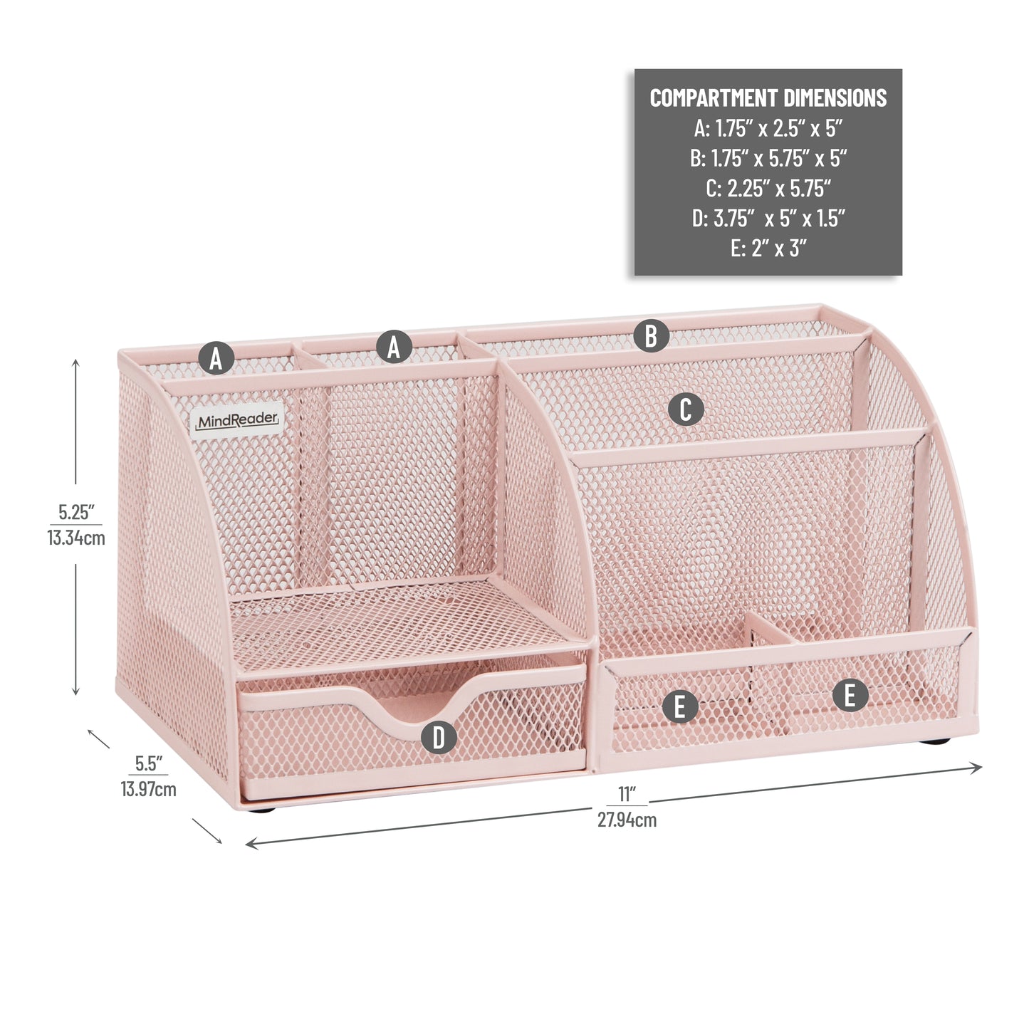 Mind Reader 7-Compartment Desktop Organizer, File & Accessory Storage, Metal Mesh Office Organizer for Desk, Workspace, Mail