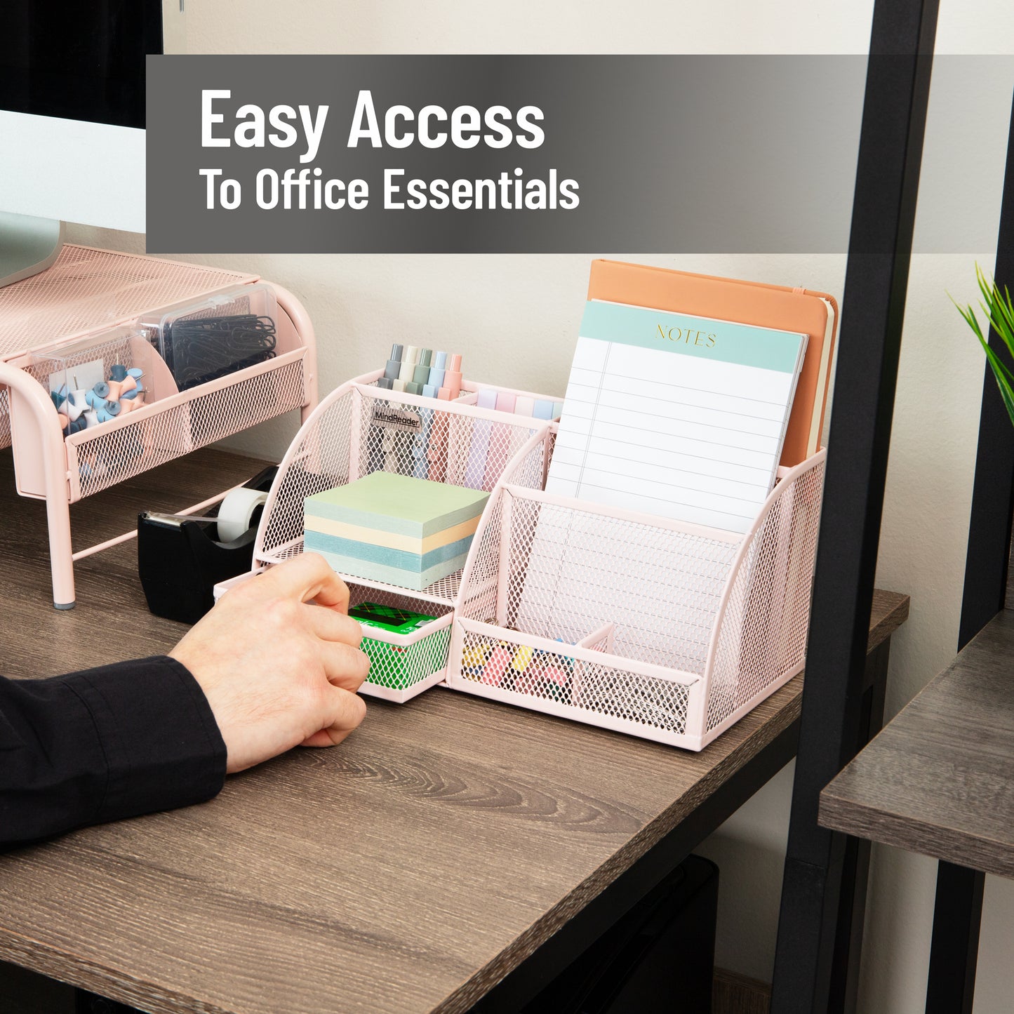 Mind Reader 7-Compartment Desktop Organizer, File & Accessory Storage, Metal Mesh Office Organizer for Desk, Workspace, Mail
