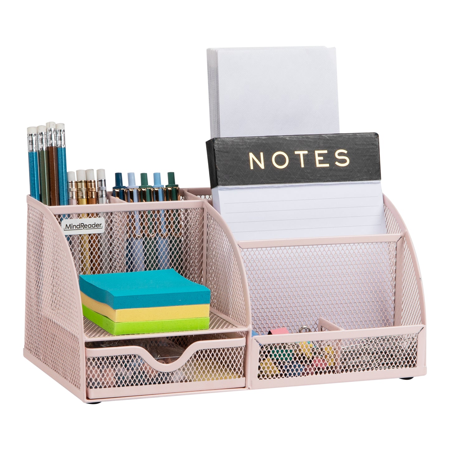 Mind Reader 7-Compartment Desktop Organizer, File & Accessory Storage, Metal Mesh Office Organizer for Desk, Workspace, Mail