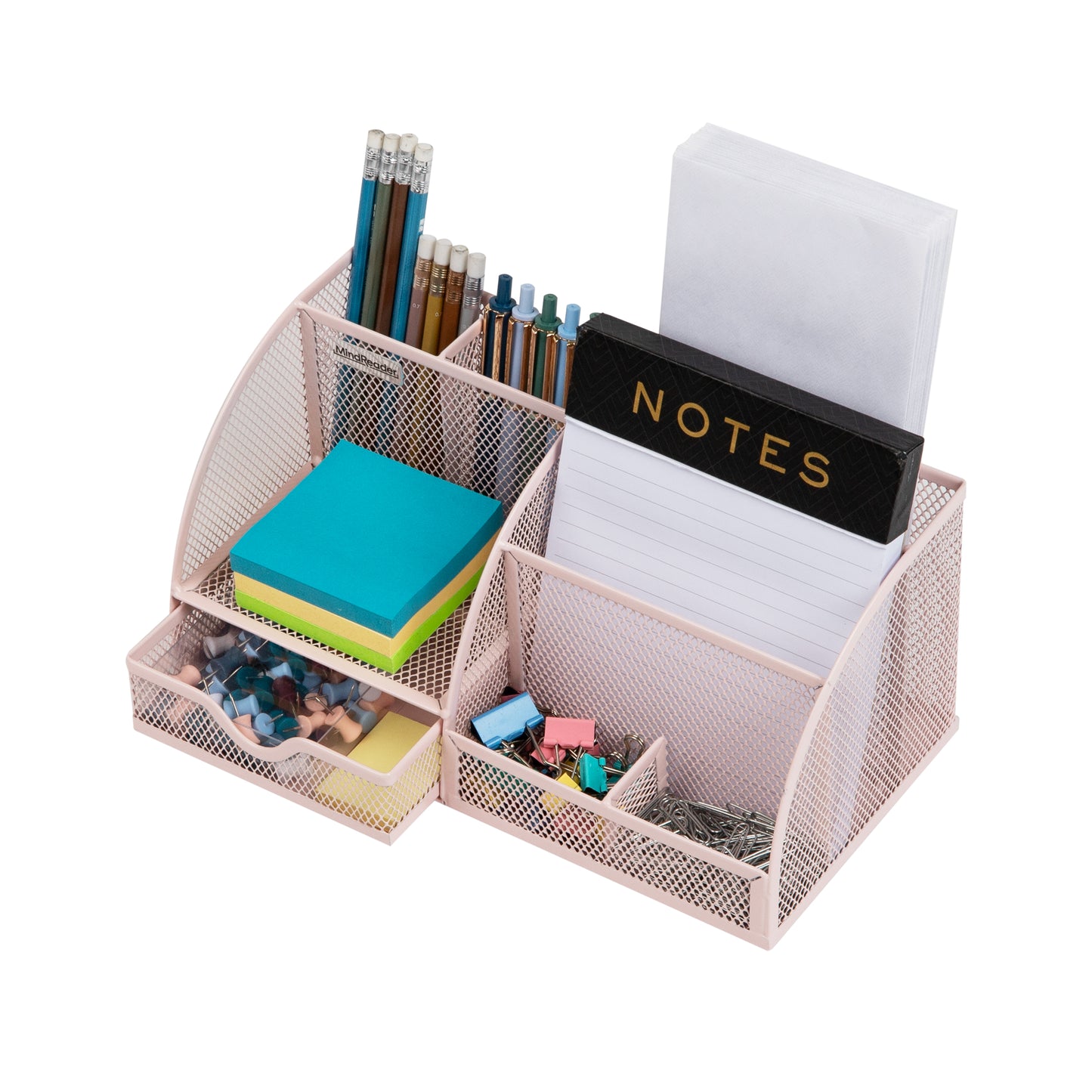 Mind Reader 7-Compartment Desktop Organizer, File & Accessory Storage, Metal Mesh Office Organizer for Desk, Workspace, Mail