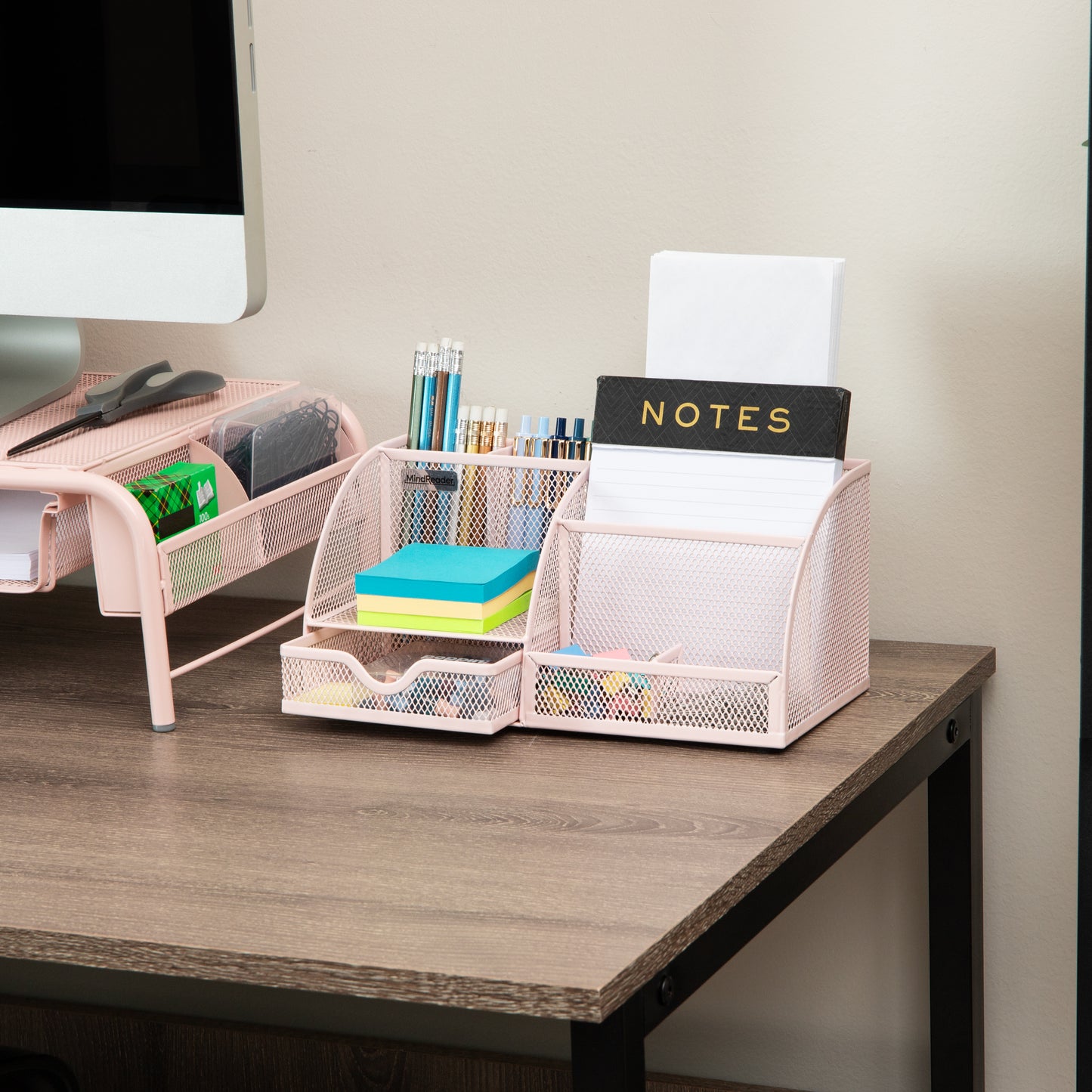 Mind Reader 7-Compartment Desktop Organizer, File & Accessory Storage, Metal Mesh Office Organizer for Desk, Workspace, Mail