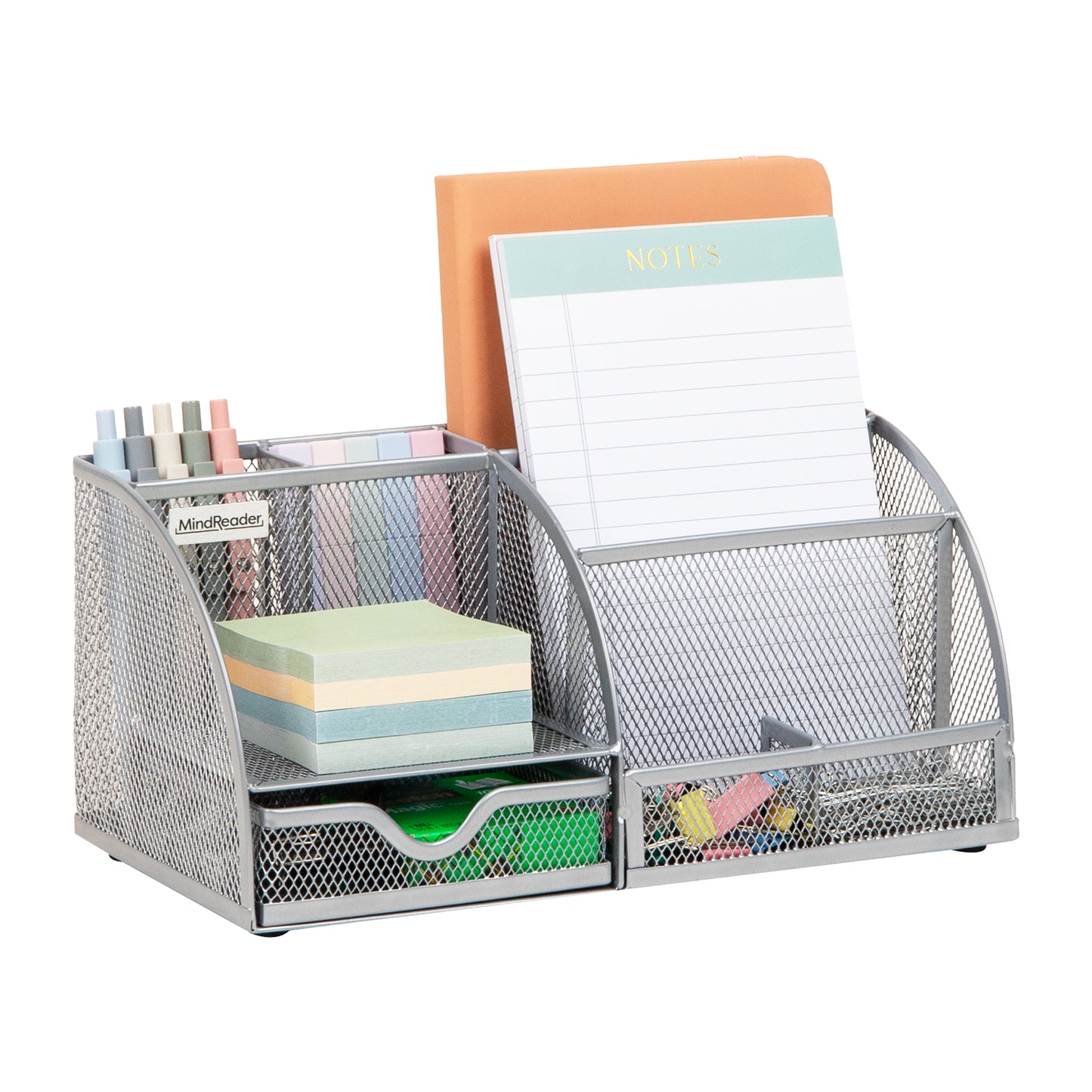 Mind Reader 7-Compartment Desktop Organizer, File & Accessory Storage, Metal Mesh Office Organizer for Desk, Workspace, Mail