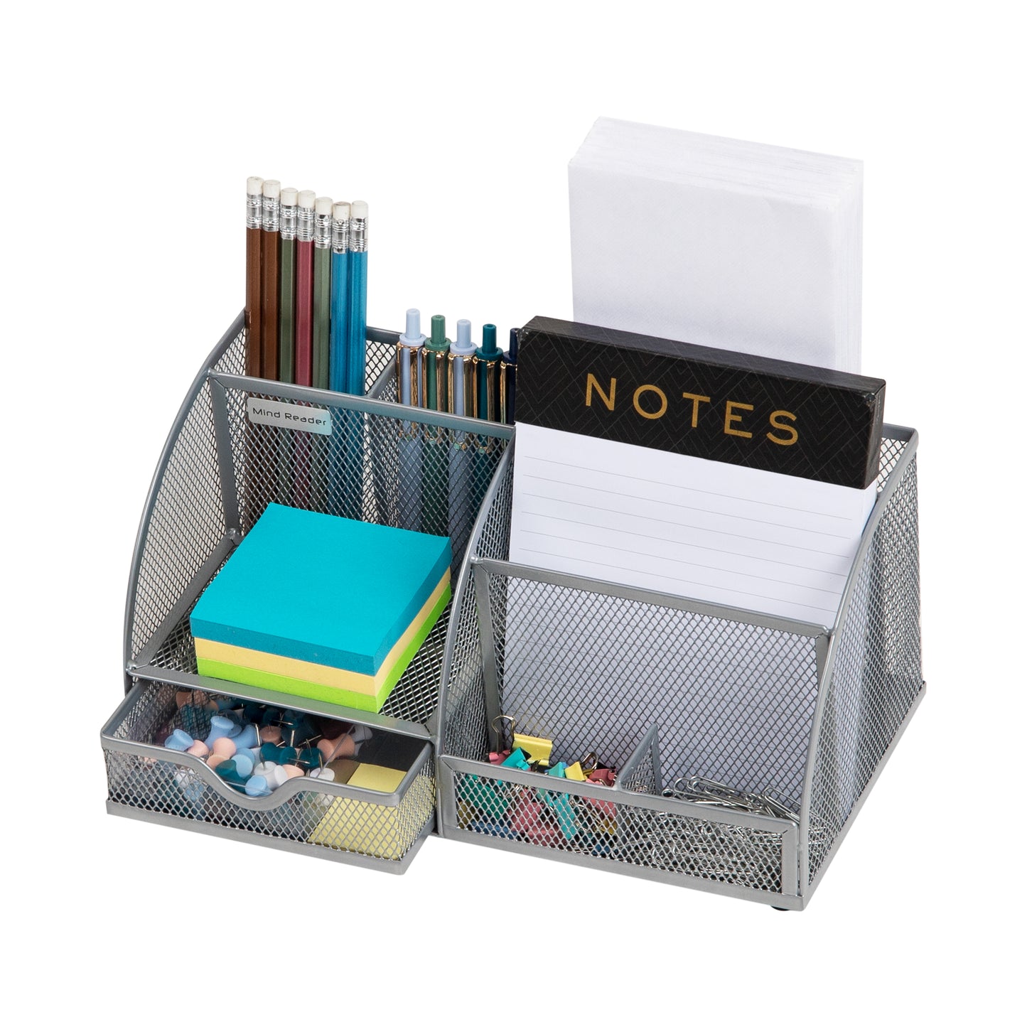 Mind Reader Desktop Organizer, File Storage, Accessory Storage, Workspace, Office, Metal Mesh, 11"L x 5.5"W x 5"H