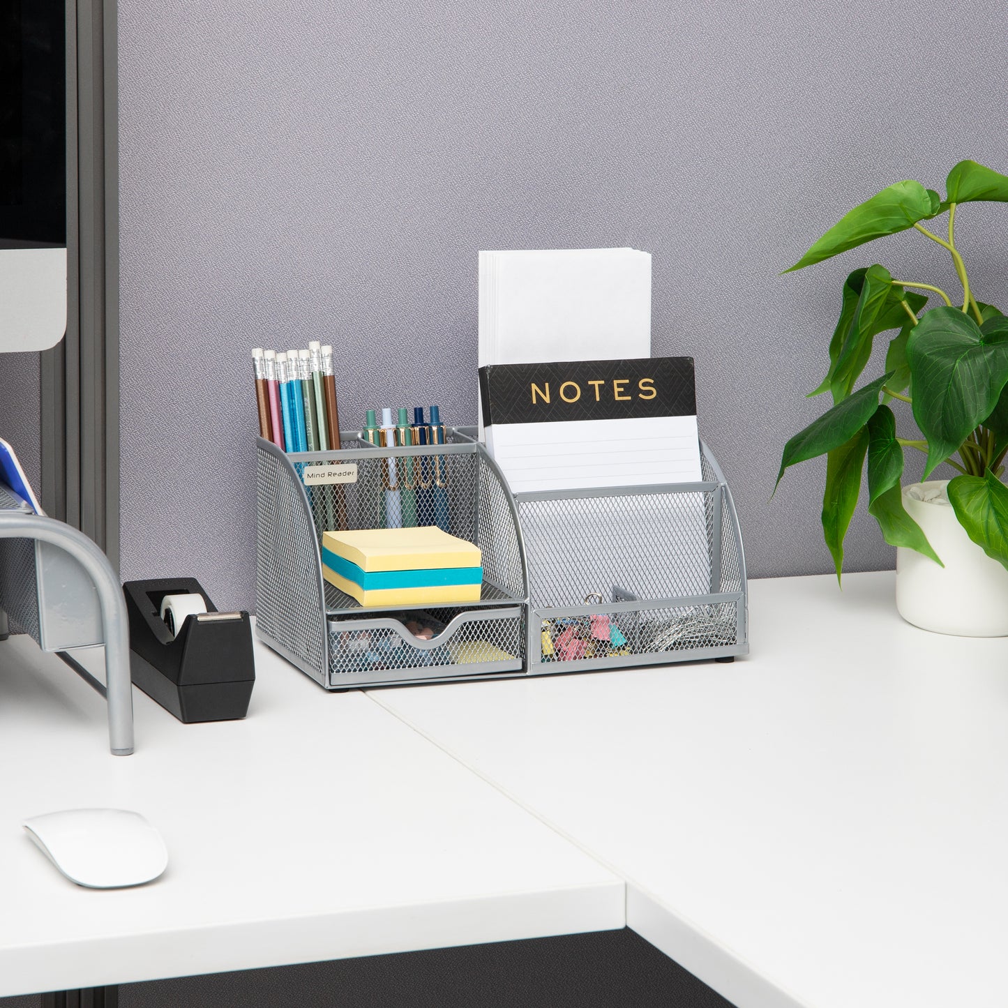 Mind Reader 7-Compartment Desktop Organizer, File & Accessory Storage, Metal Mesh Office Organizer for Desk, Workspace, Mail