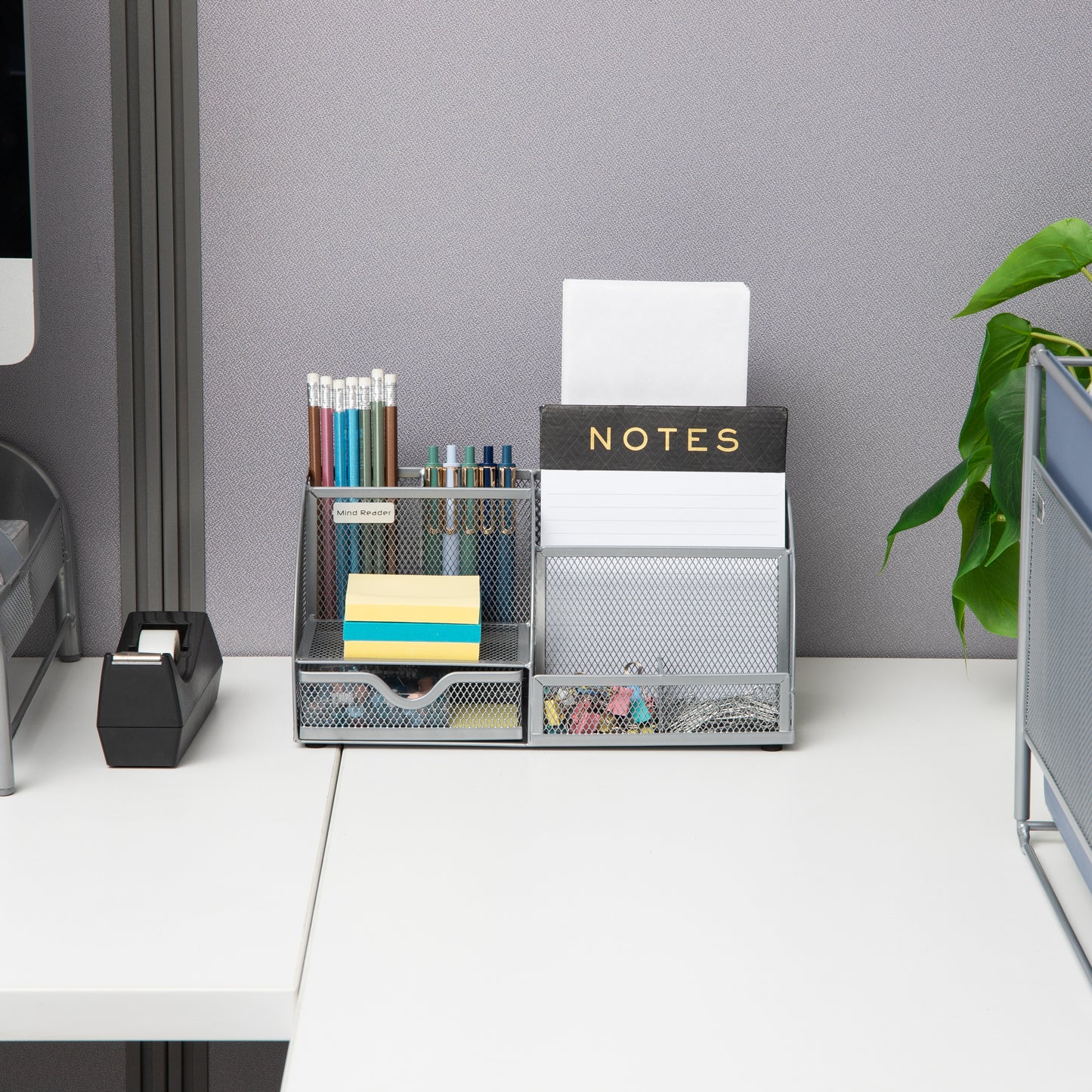 Mind Reader 7-Compartment Desktop Organizer, File & Accessory Storage, Metal Mesh Office Organizer for Desk, Workspace, Mail