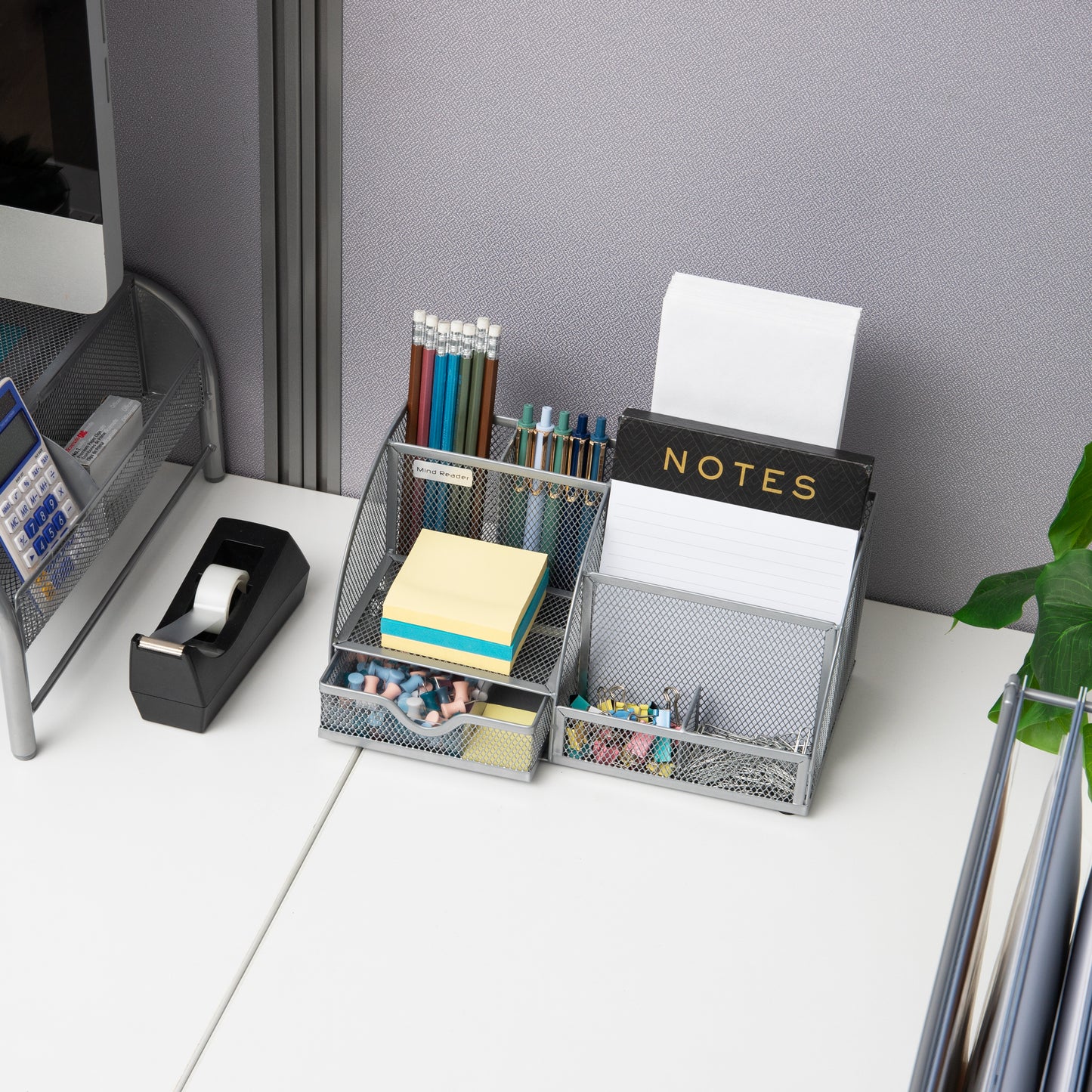 Mind Reader 7-Compartment Desktop Organizer, File & Accessory Storage, Metal Mesh Office Organizer for Desk, Workspace, Mail