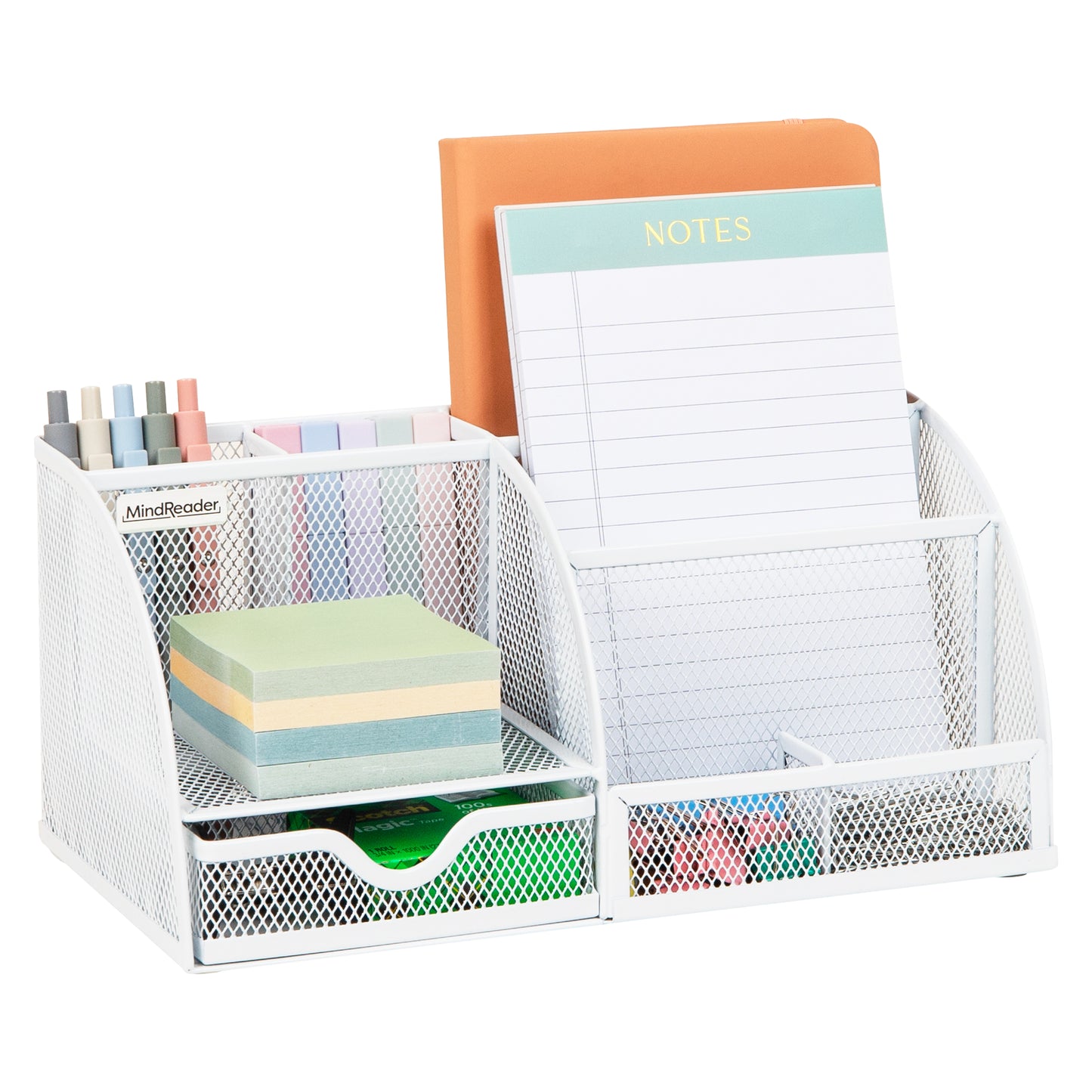 Mind Reader 7-Compartment Desktop Organizer, File & Accessory Storage, Metal Mesh Office Organizer for Desk, Workspace, Mail