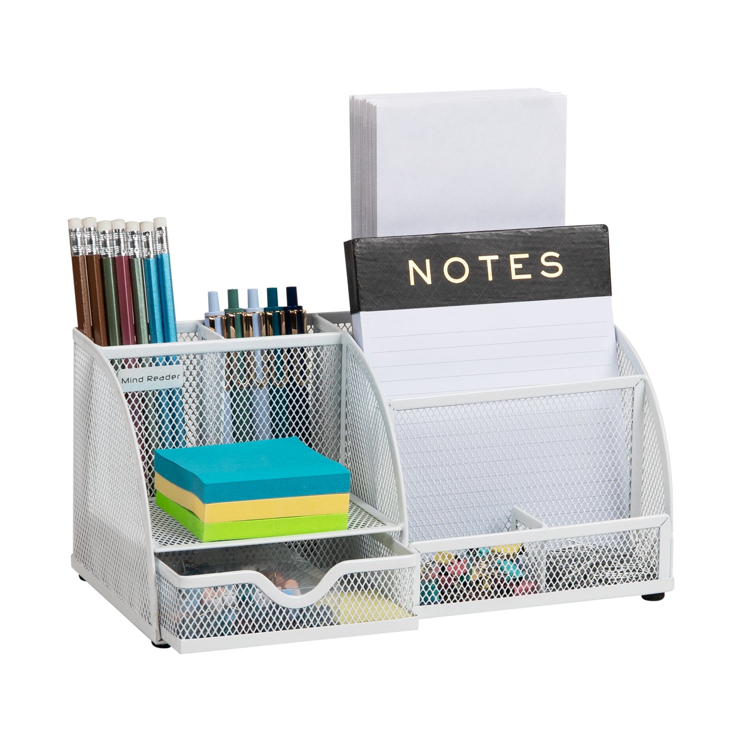Mind Reader 7-Compartment Desktop Organizer, File & Accessory Storage, Metal Mesh Office Organizer for Desk, Workspace, Mail