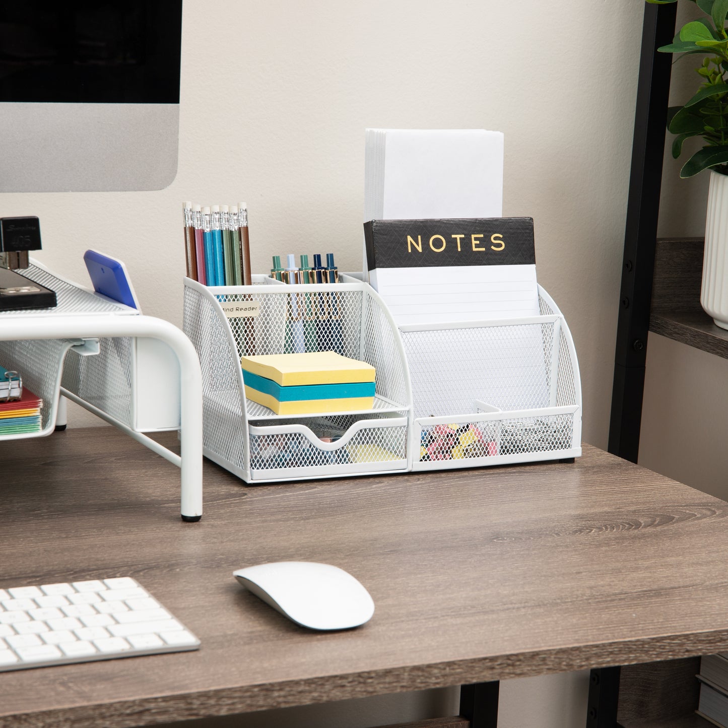 Mind Reader 7-Compartment Desktop Organizer, File & Accessory Storage, Metal Mesh Office Organizer for Desk, Workspace, Mail