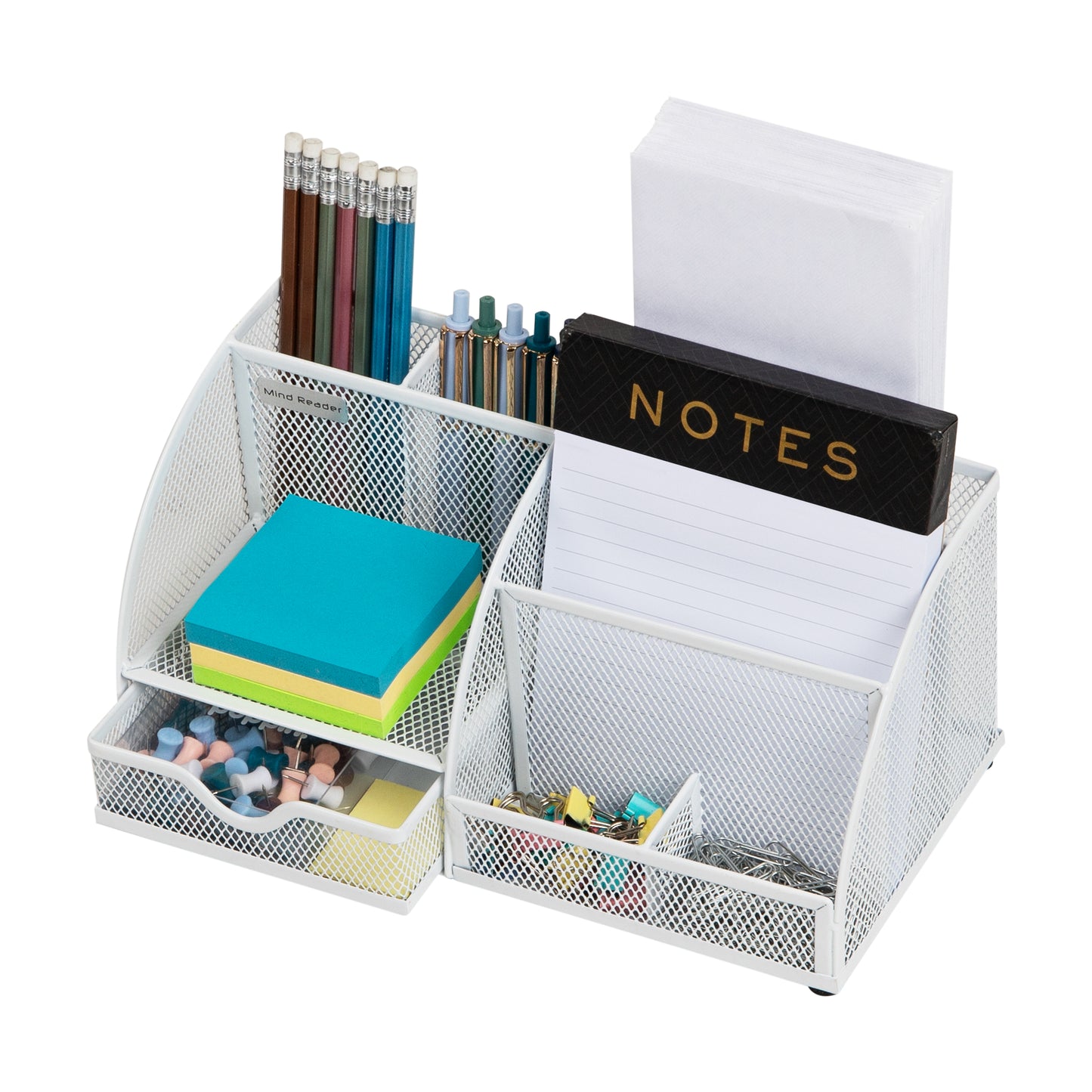 Mind Reader 7-Compartment Desktop Organizer, File & Accessory Storage, Metal Mesh Office Organizer for Desk, Workspace, Mail