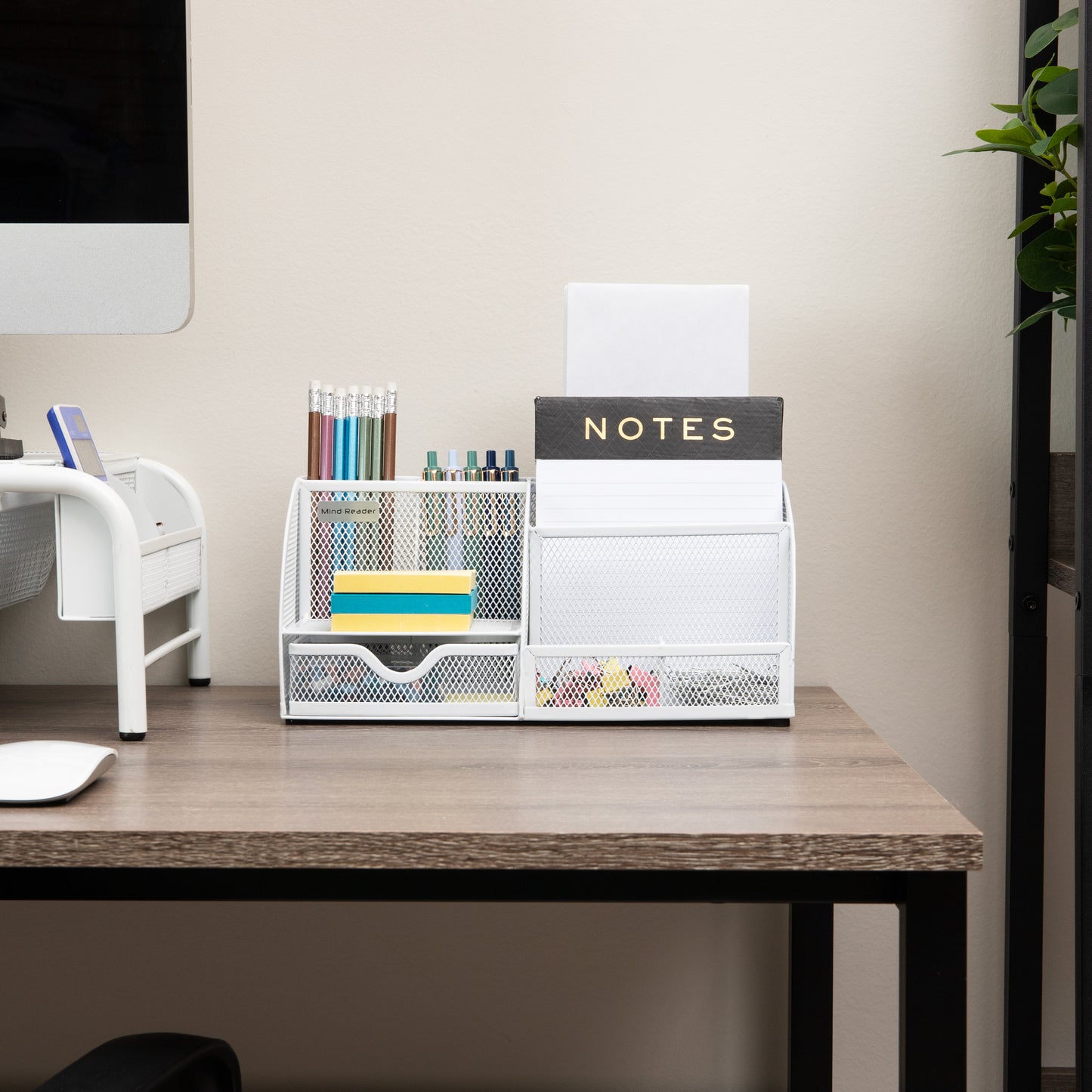 Mind Reader 7-Compartment Desktop Organizer, File & Accessory Storage, Metal Mesh Office Organizer for Desk, Workspace, Mail