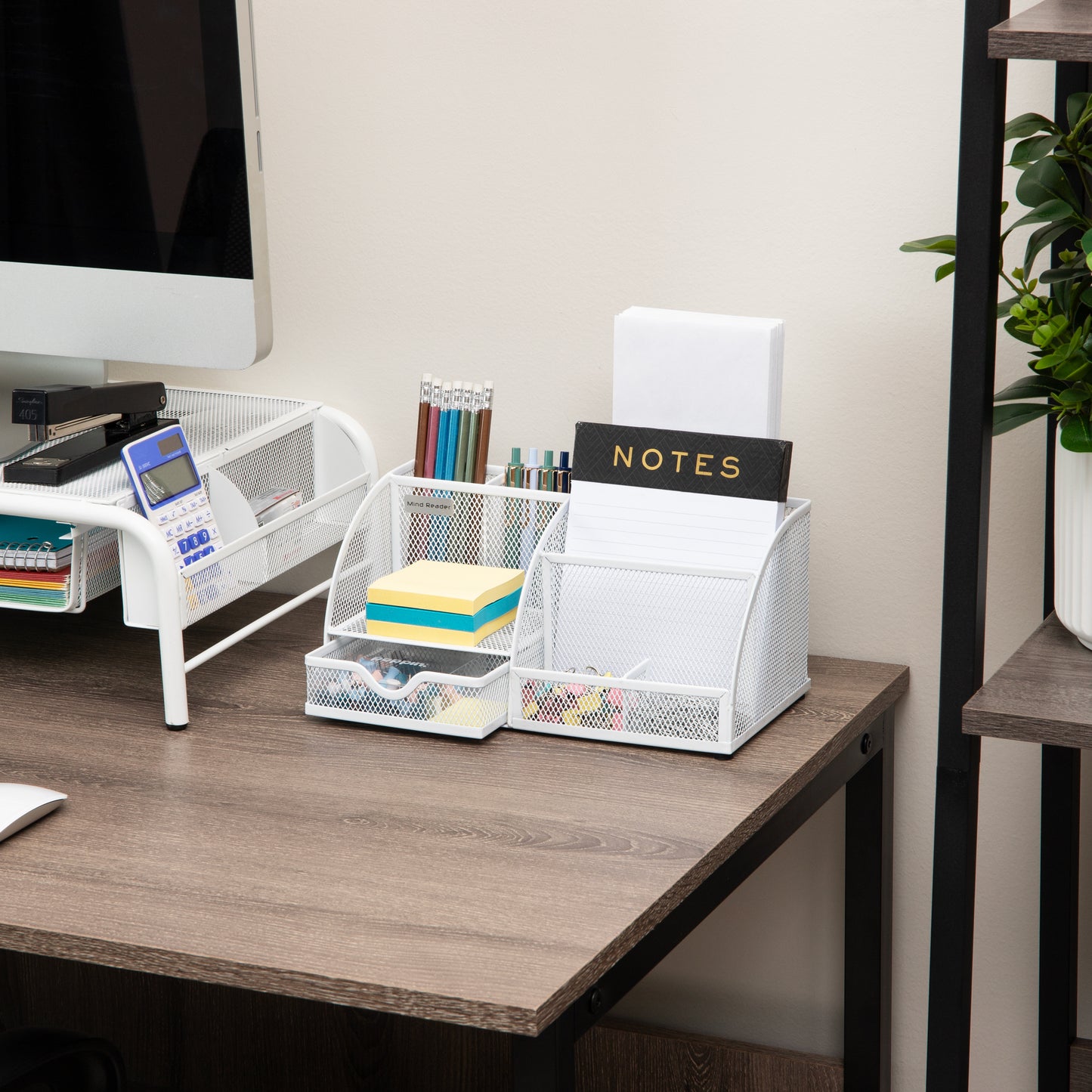 Mind Reader 7-Compartment Desktop Organizer, File & Accessory Storage, Metal Mesh Office Organizer for Desk, Workspace, Mail