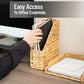 Mind Reader Rattan Vertical File Organizer with Iron Frame, Desktop Organizer, Holds Letter Size Documents, Brown