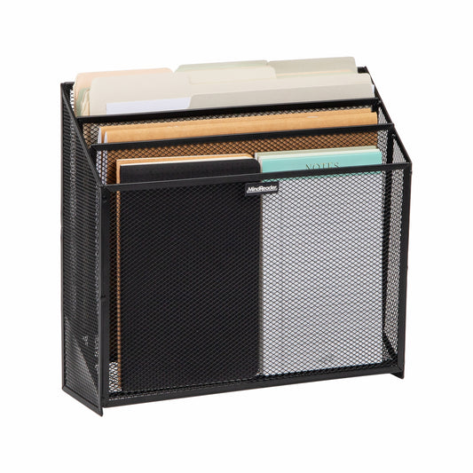 Mind Reader Vertical File Storage, Desktop Organizer, Workspace, Office, Metal Mesh, 12.5"L x 3.75"W x 11.5"H
