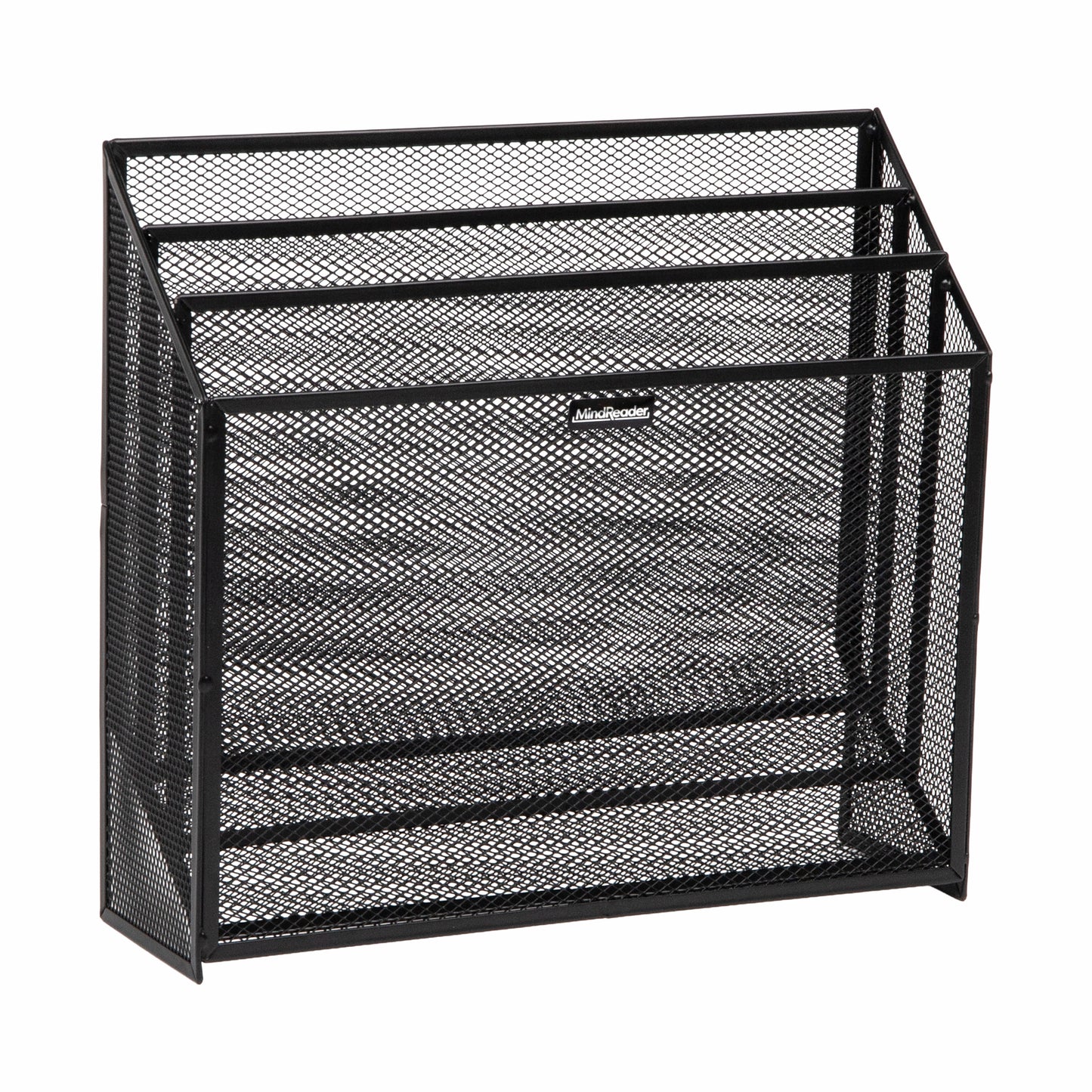 Mind Reader Vertical File Storage, Desktop Organizer, Workspace, Office, Metal Mesh, 12.5"L x 3.75"W x 11.5"H
