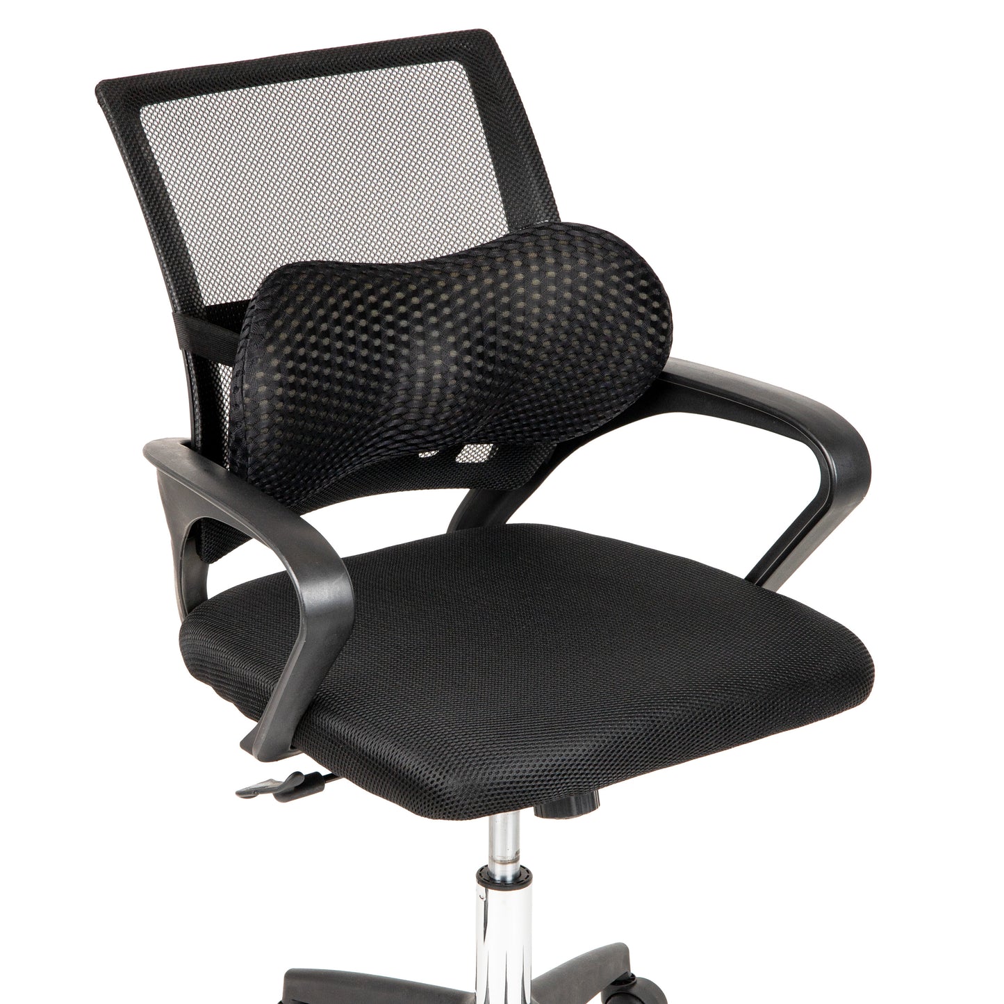 Mind Reader Lumbar Support Pillow with Air-Cloud Technology, Memory Foam Cushion for Back, Waist & Hip Pain Relief, Breathable Cover, Black