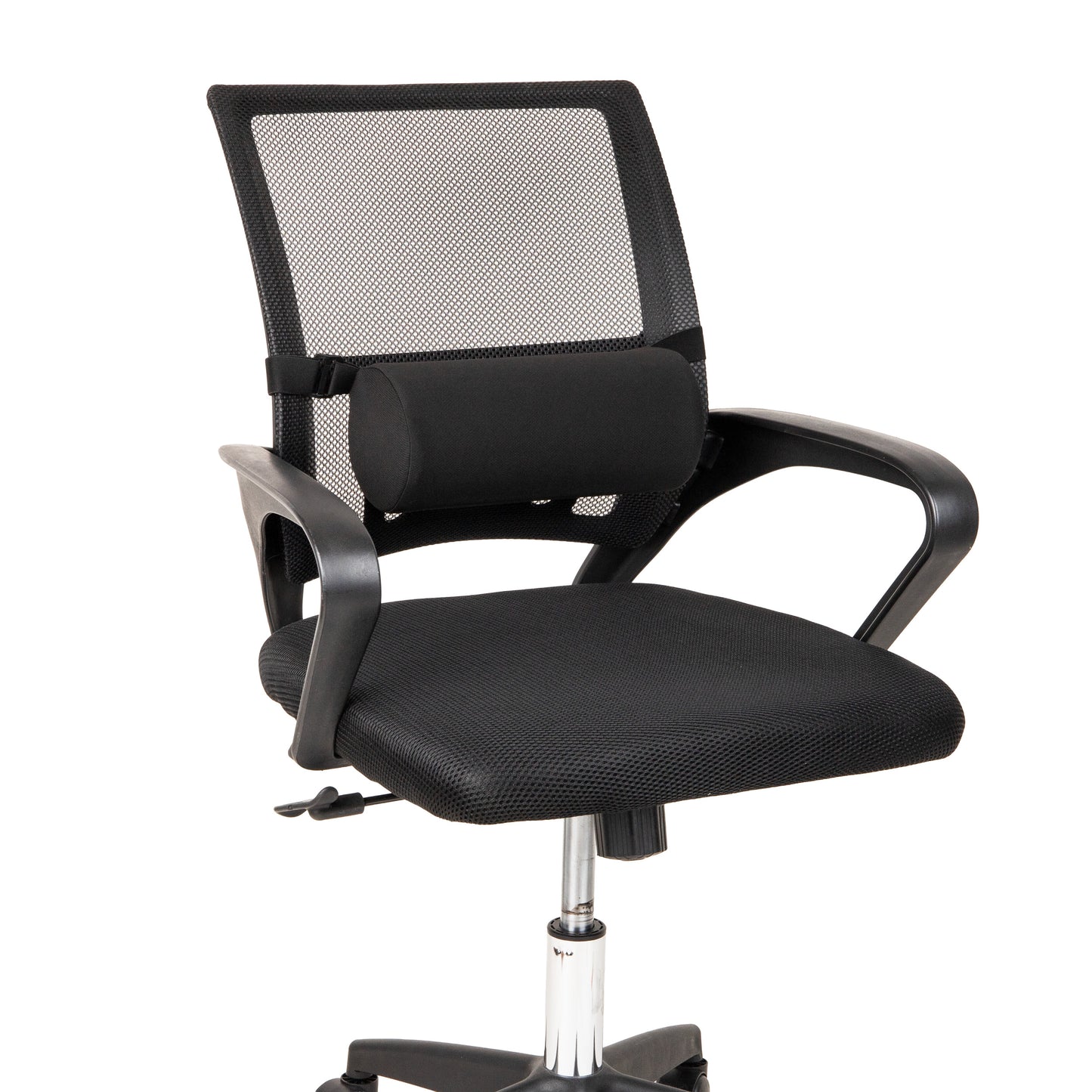 Mind Reader Lumbar Roll Pillow with Air-Cloud Memory Foam, Back, Waist & Hip Support, Breathable Cover & Adjustable Strap, Black