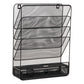 Mind Reader 4-Tier Vertical File Storage, Desktop Organizer, Wall Mount, Office, Metal Mesh, 12.5"L x 4"W x 16.5"H, Black