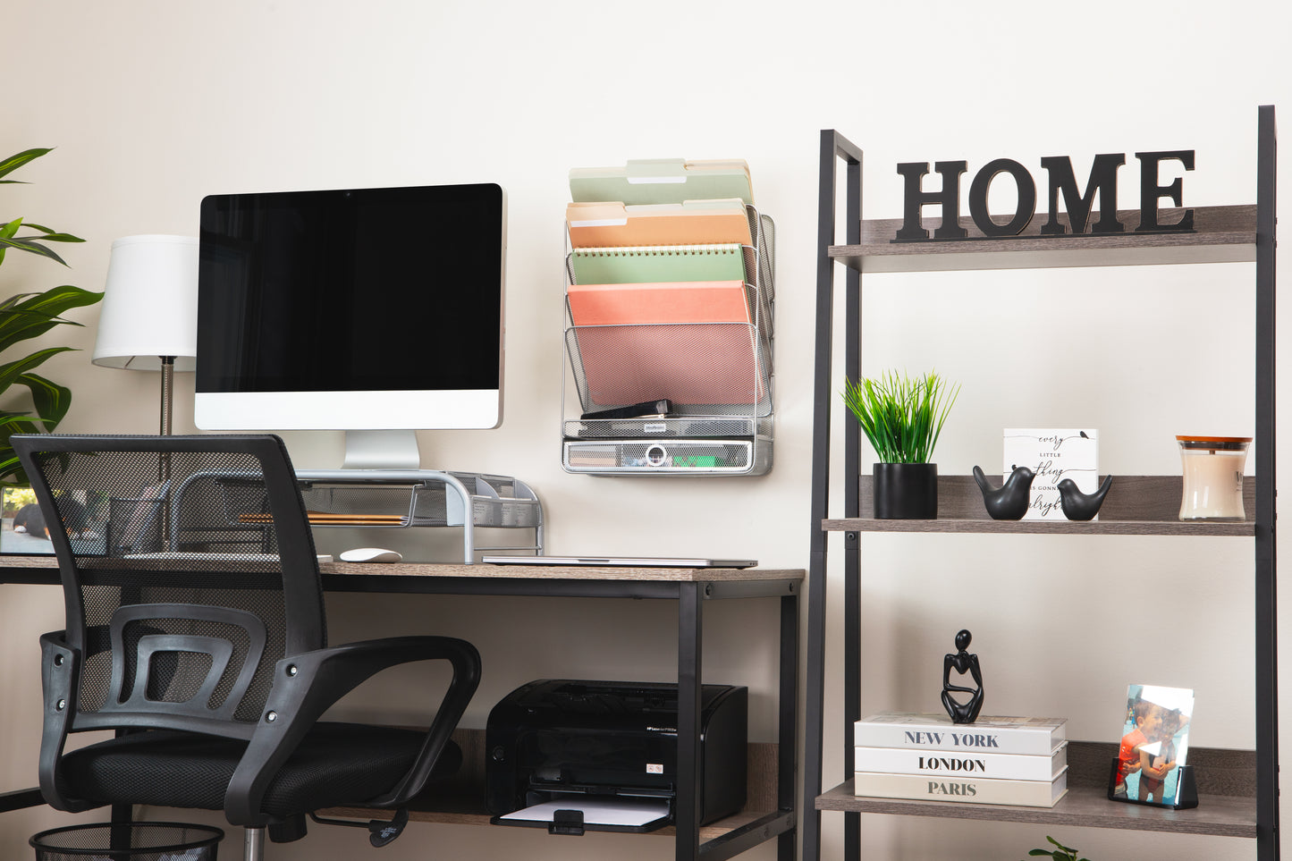 Mind Reader 4-Tier Vertical File Storage, Desktop Organizer, Wall Mount, Office, Metal Mesh, 12.5"L x 4"W x 16.5"H, Black