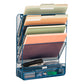 Mind Reader 4-Tier Vertical File Storage, Desktop Organizer, Wall Mount, Office, Metal Mesh, 12.5"L x 4"W x 16.5"H, Black