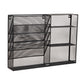 Mind Reader 4-Tier Vertical File Storage and Shelves, Desktop Organizer, Wall Mount, Office, Metal Mesh, 22.5"L x 4"W x 16"H, Black