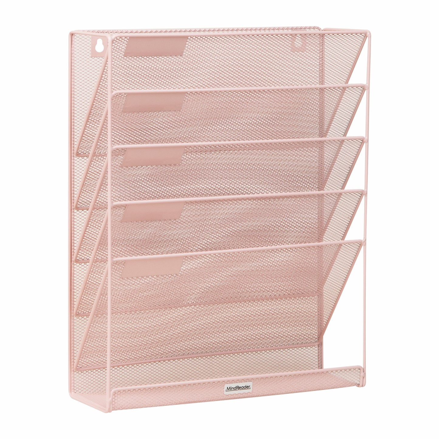 Mind Reader 5-Tier Vertical File Storage, Desktop Organizer, Wall Mount, Office, Metal Mesh, 12.75"L x 4"W x 16"H