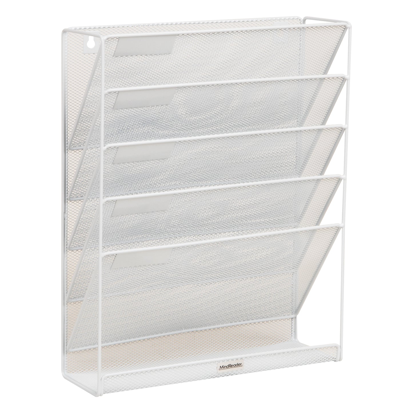Mind Reader 5-Tier Vertical File Storage, Desktop Organizer, Wall Mount, Office, Metal Mesh, 12.75"L x 4"W x 16"H