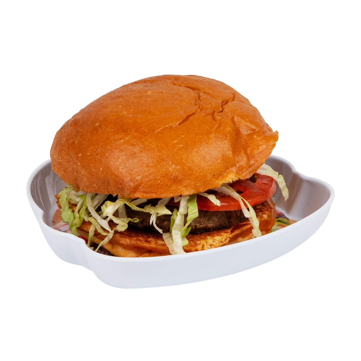 Mind Reader Burger Serving Plate Set, Hosting Essentials, Outdoor Kitchen Accessory, Melamine, 7"L x 7"W x 1"H, 4 pcs, White