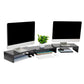Mind Reader Woodland Collection, Dual Monitor Stand, 44lb. Capacity,Adjustable, Desktop Organizer, Black