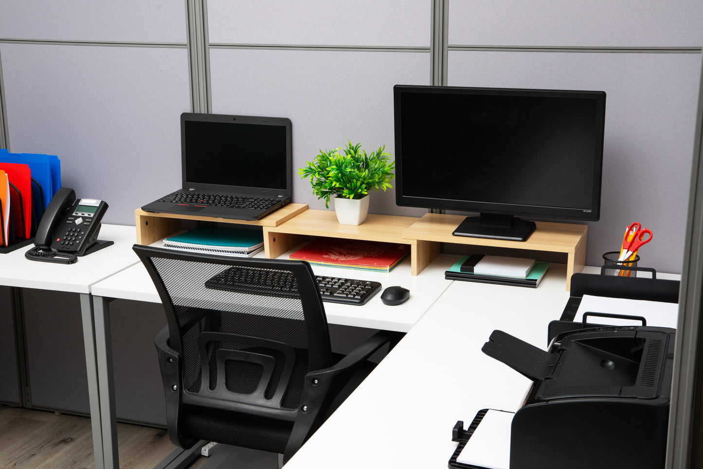 Mind Reader Dual Monitor Stand, Height Adjustable, Desktop Organizer, Laptop Riser, Office, 51.25"L x 9.25"W x 4.75"H