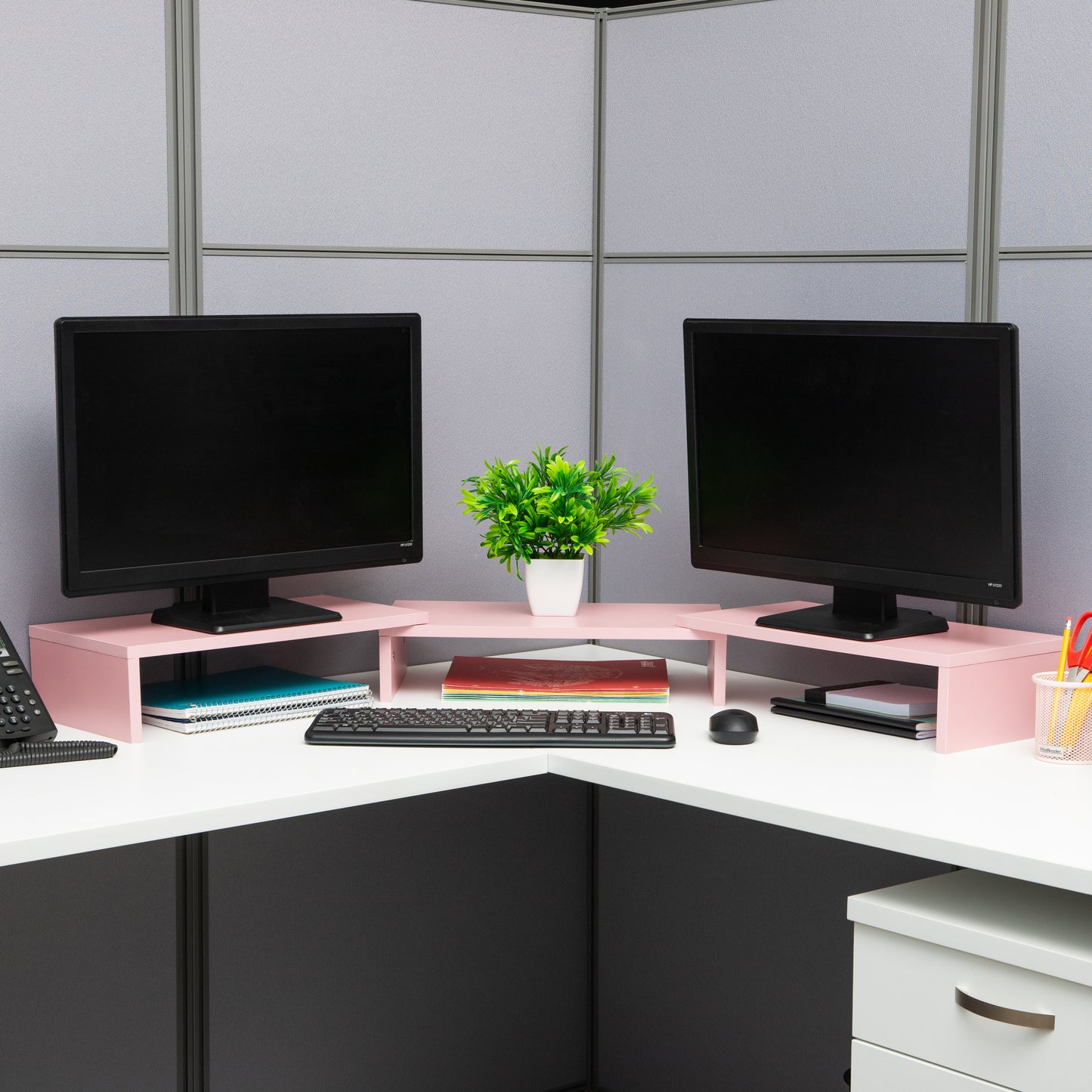 Mind Reader Dual Monitor Stand, Height Adjustable, Desktop Organizer, Laptop Riser, Office, 51.25"L x 9.25"W x 4.75"H