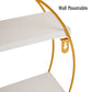 Mind Reader Floating Round Wall Shelves, Gold Metal Frame with Dual White Display Shelves, Decorative Wall-Mounted Organizer for Living Room, Office, or Bathroom, Metal. MDF, White