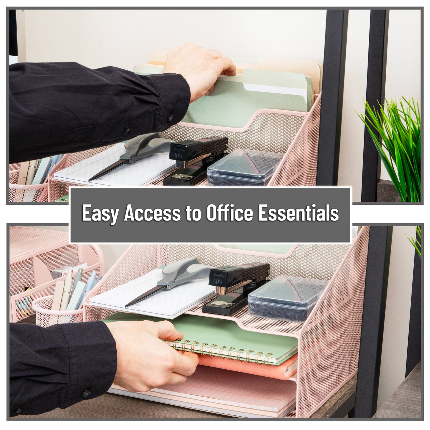 Mind Reader Desktop Organizer, Vertical File Holder, Paper Trays, Office, Metal Mesh, 12.5"L x 11.5"W x 9.5"H