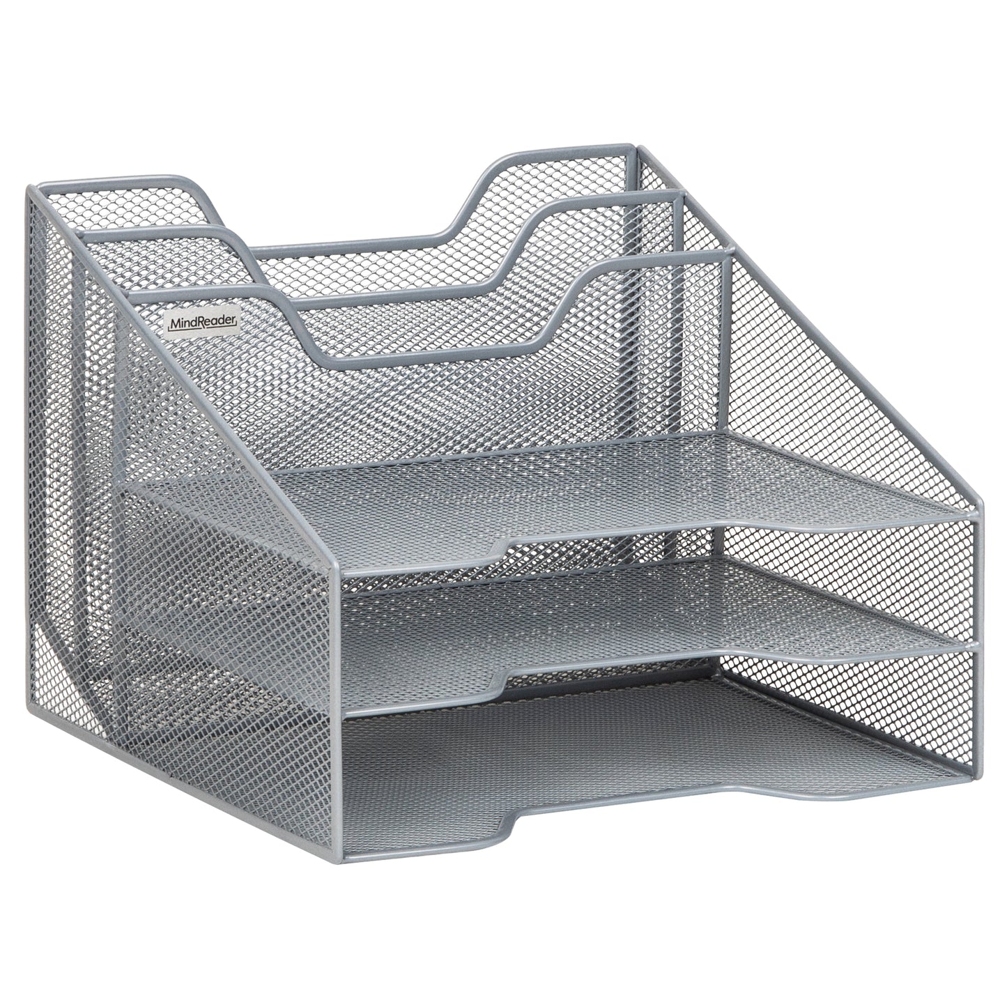 Mind Reader Desktop Organizer, Vertical File Holder, Paper Trays, Office, Metal Mesh, 12.5"L x 11.5"W x 9.5"H