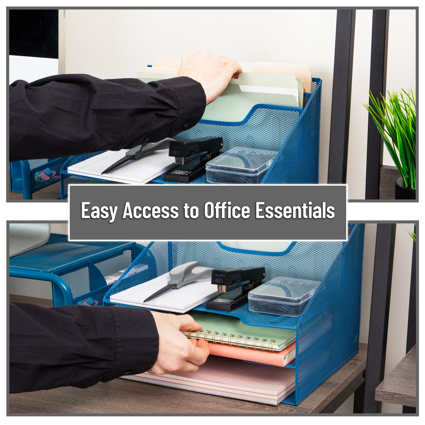 Mind Reader Desktop Organizer, Vertical File Holder, Paper Trays, Office, Metal Mesh, 12.5"L x 11.5"W x 9.5"H