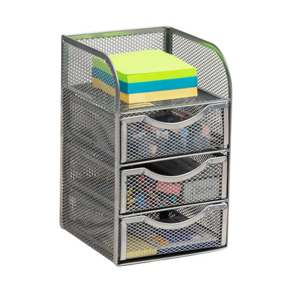 Mind Reader Desktop Accessory Storage, Paper Binder Clip Basket, Workspace, Office, Metal Mesh, 4.75"L x 5"W x 8"H