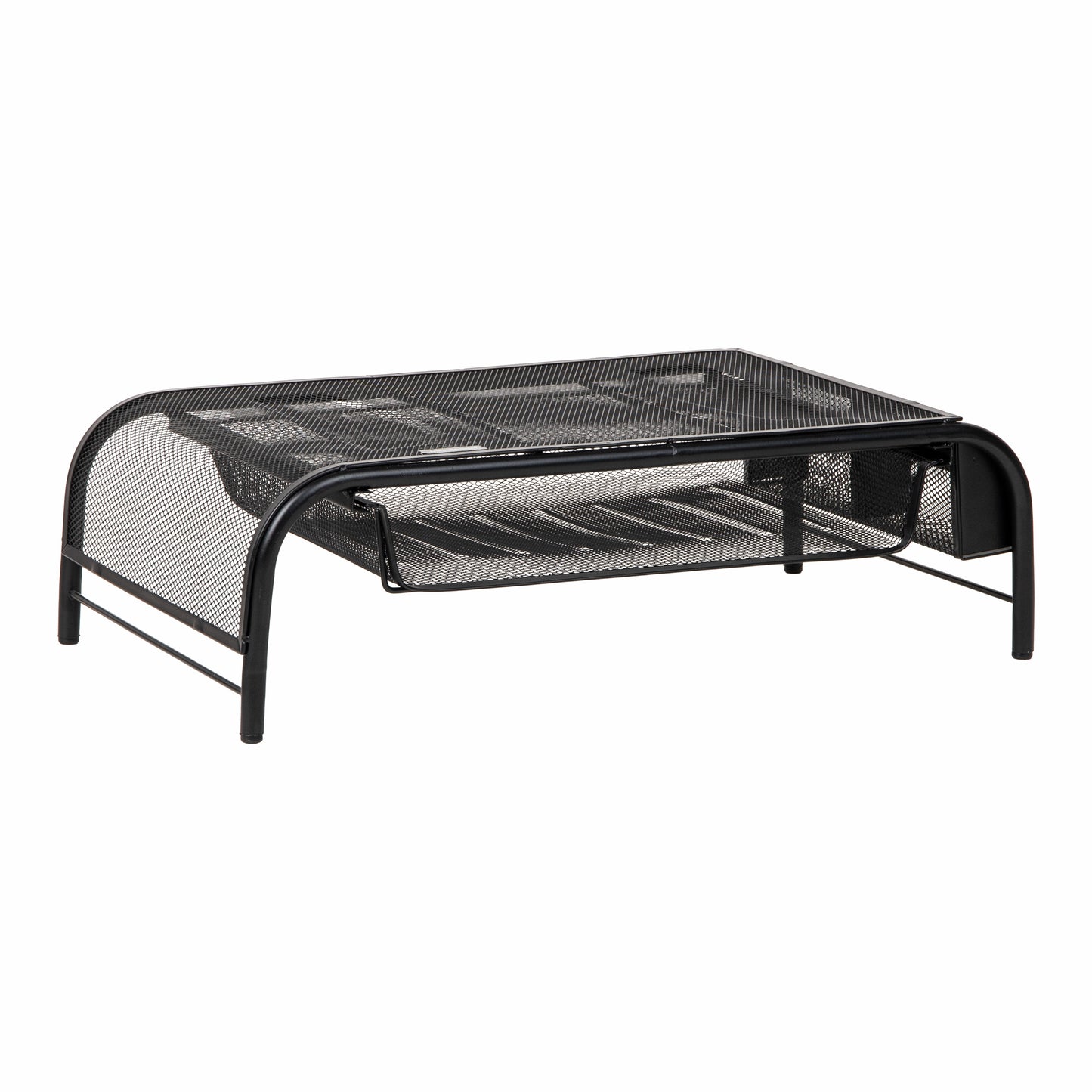 Mind Reader Monitor Stand, Ventilated Laptop Riser, Paper Tray, Storage, Office, Metal Mesh