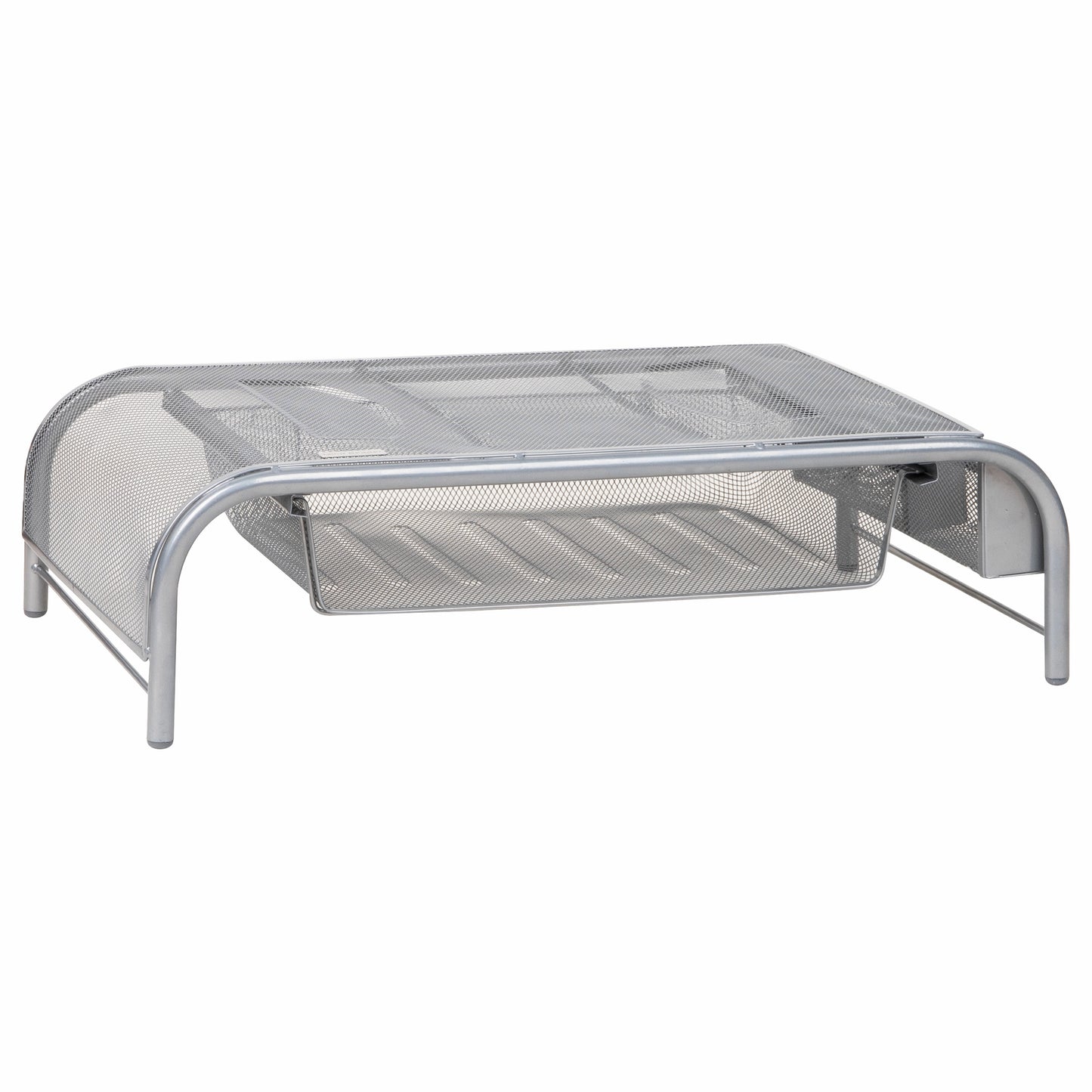 Mind Reader Monitor Stand, Ventilated Laptop Riser, Paper Tray, Storage, Office, Metal Mesh