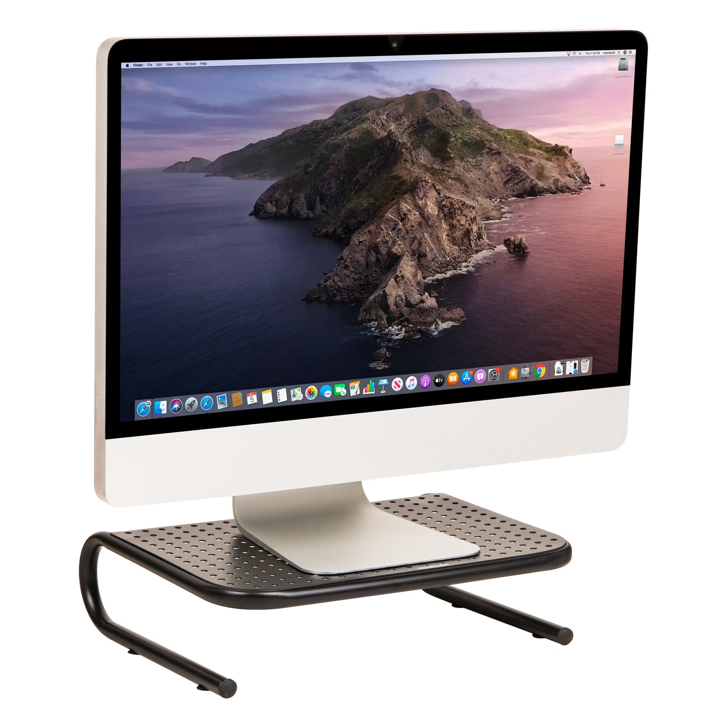 Mind Reader Monitor Stand, Ventilated Laptop Riser, Desktop Organizer, Metal, 14.5"L x 11.25"W x 4.25"H