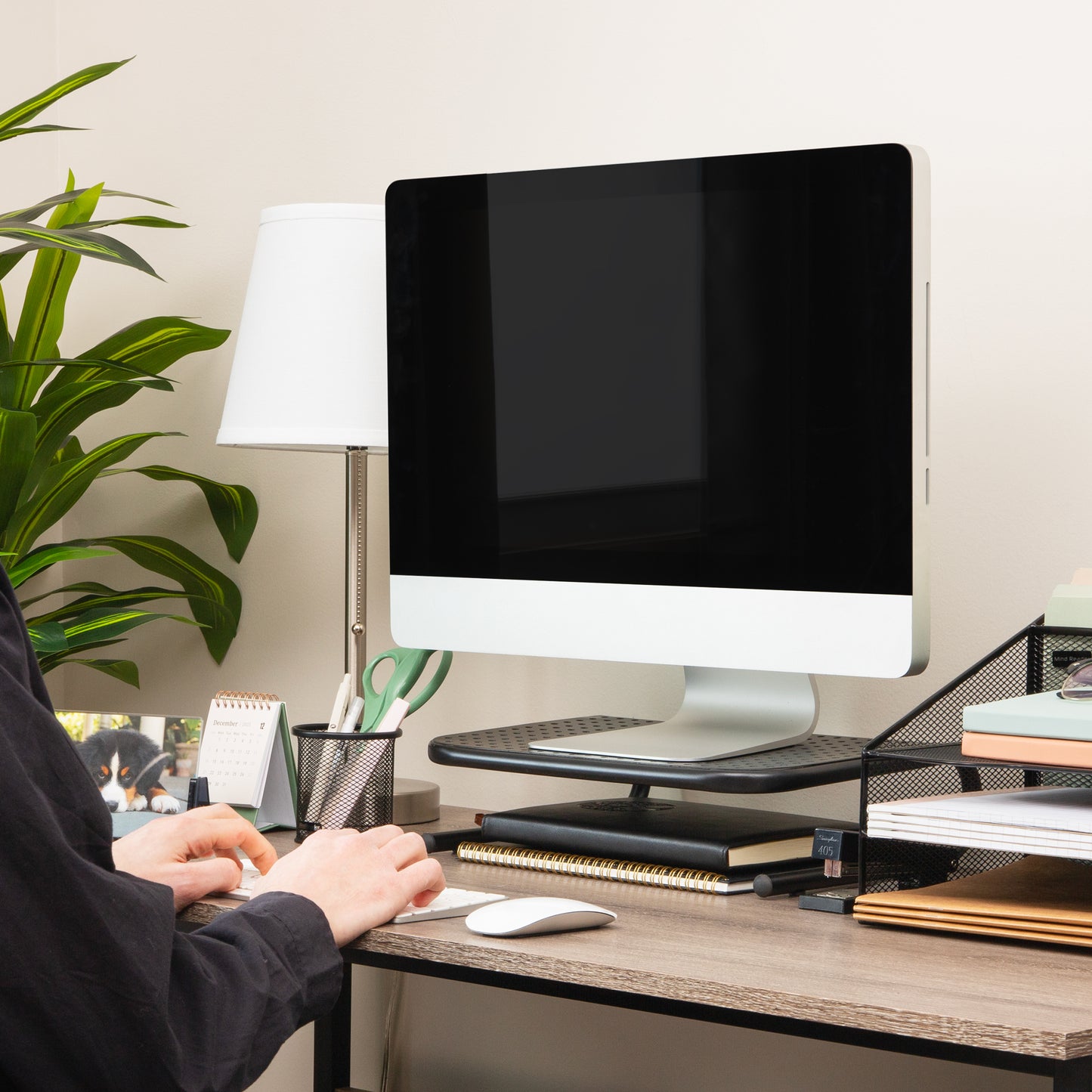 Mind Reader Monitor Stand, Ventilated Laptop Riser, Desktop Organizer, Metal, 14.5"L x 11.25"W x 4.25"H