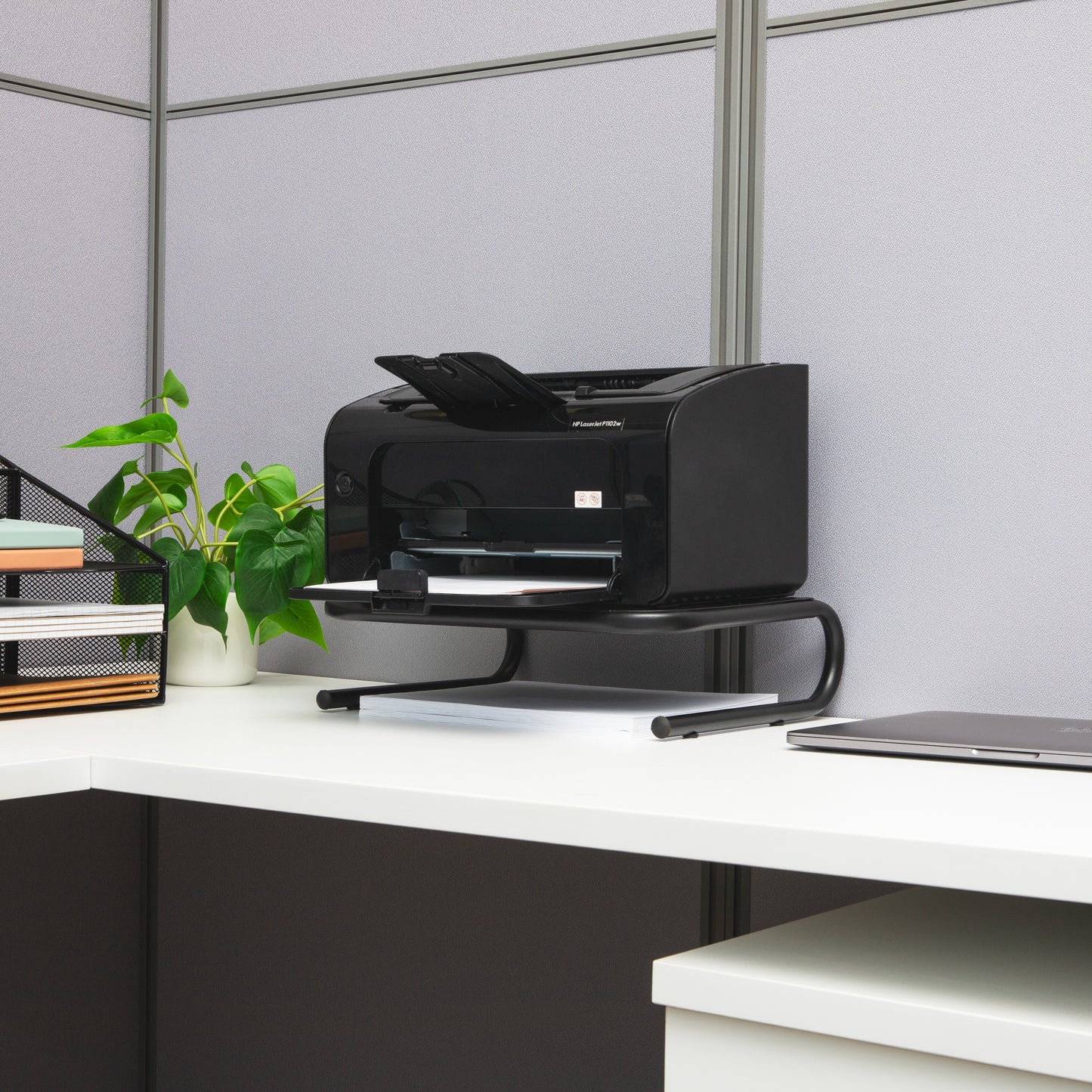 Mind Reader Monitor Stand, Ventilated Laptop Riser, Desktop Organizer, Metal, 14.5"L x 11.25"W x 4.25"H