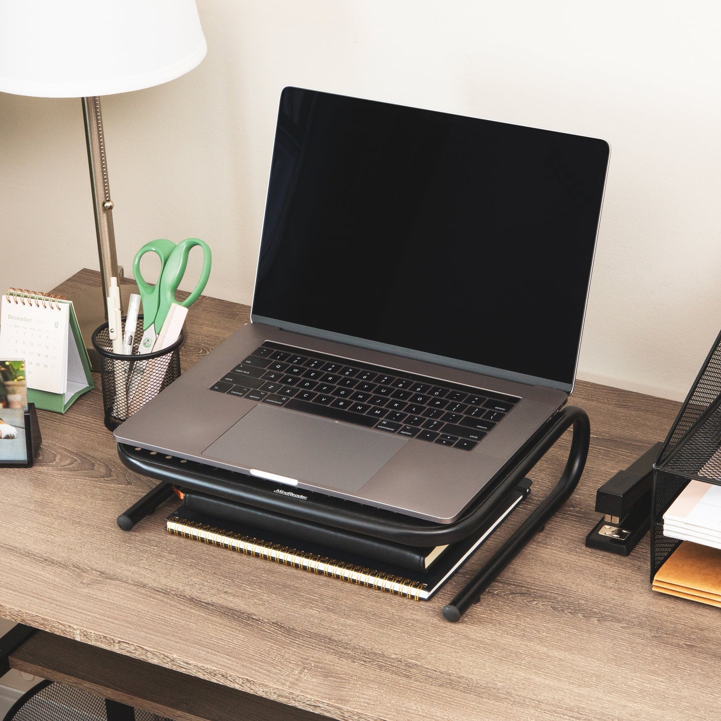Mind Reader Monitor Stand, Ventilated Laptop Riser, Desktop Organizer, Metal, 14.5"L x 11.25"W x 4.25"H