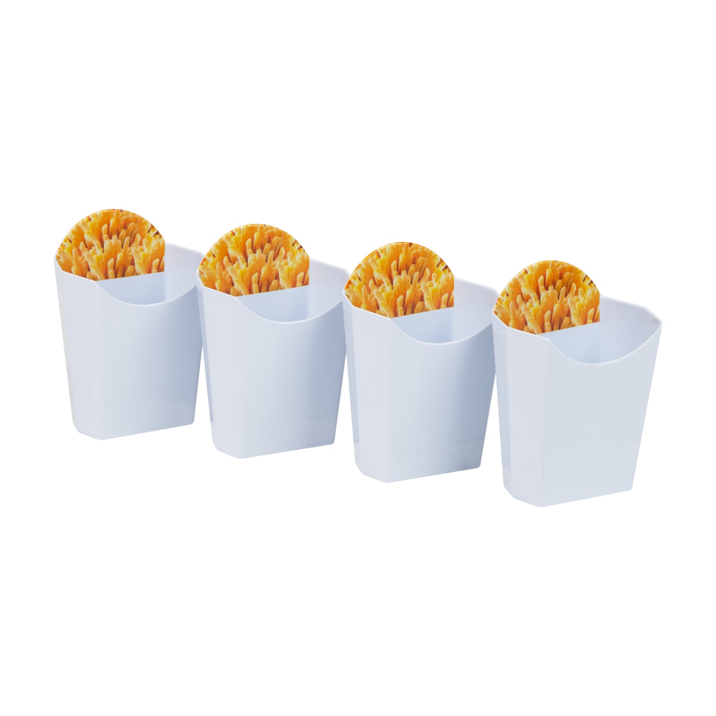 Mind Reader Bon Appetit Collection, French Fry Serving Containers for Parties and BBQs, 4 Piece Set, Melamine, 4.75"L x 3.25"W x 6.75"H, White